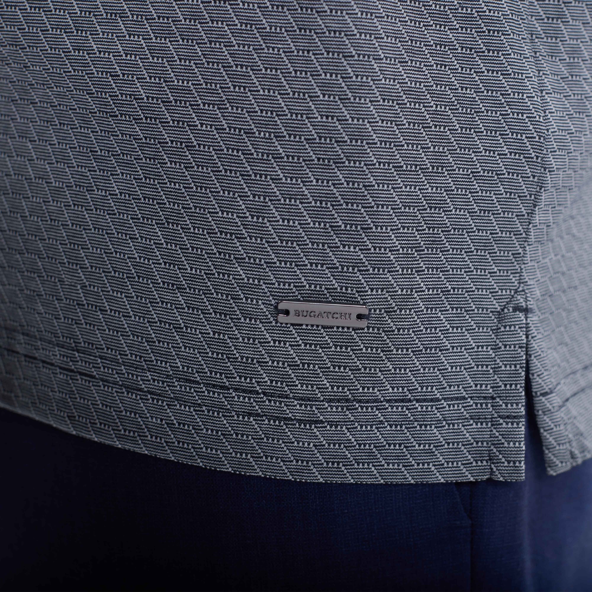 Geometric Jacquard Long Sleeve Polo