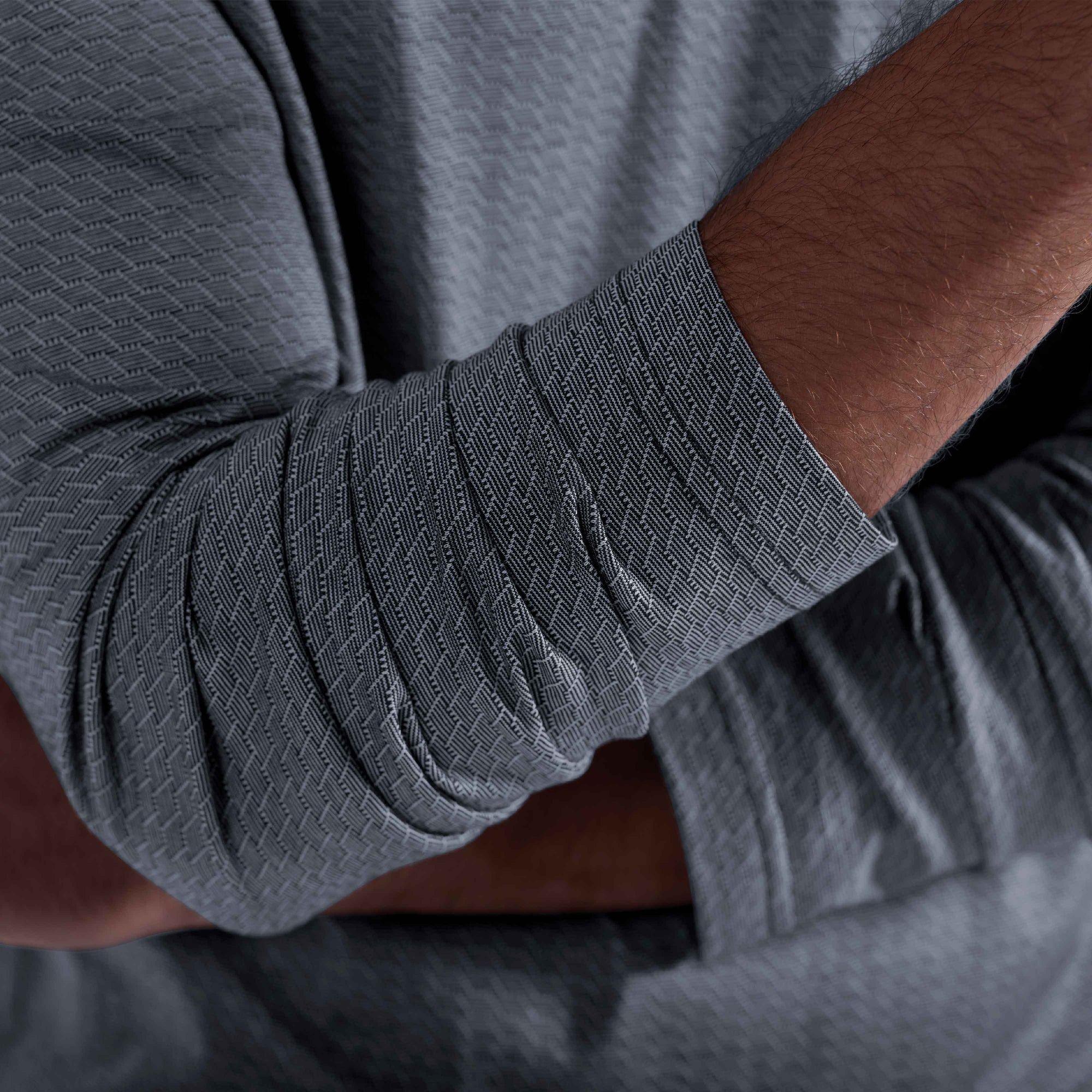 Geometric Jacquard Long Sleeve Polo