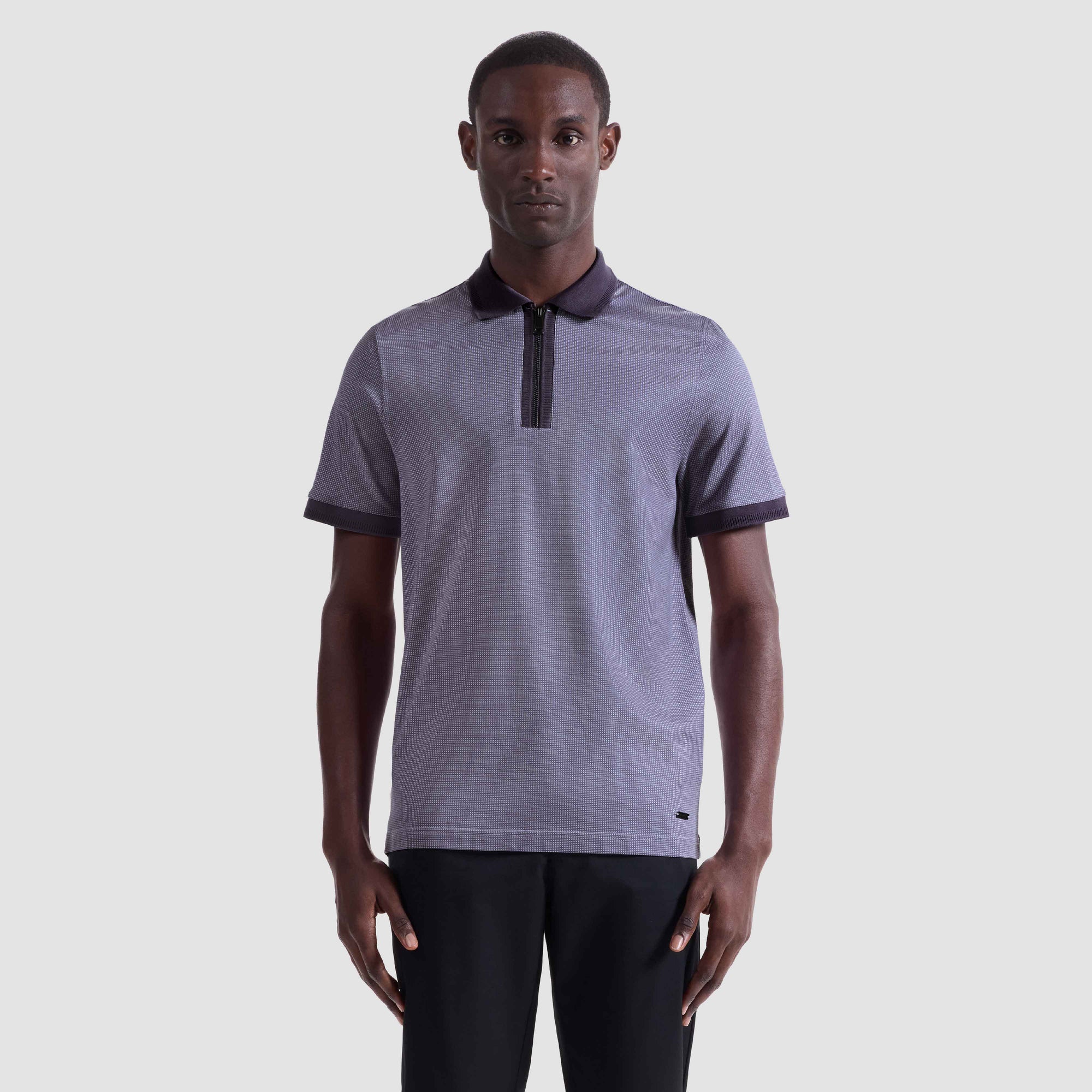 Pin Check Quarter Zip Polo