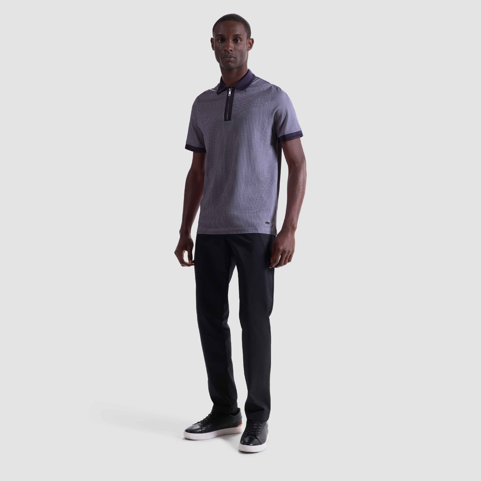 Pin Check Quarter Zip Polo