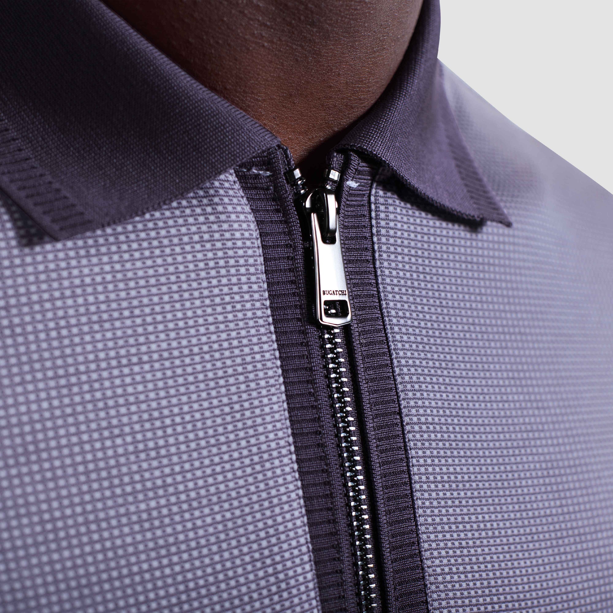 Pin Check Quarter Zip Polo