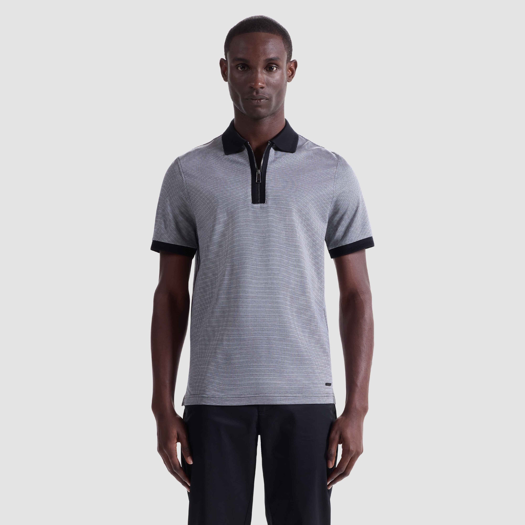 Pin Check Quarter Zip Polo