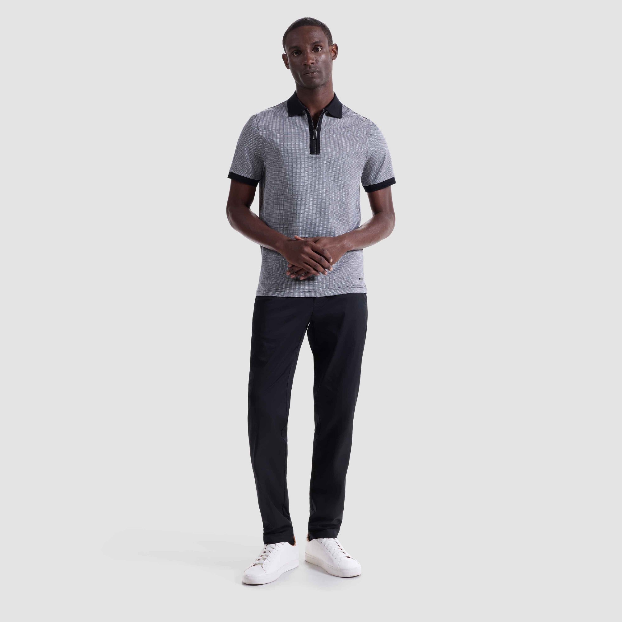 Pin Check Quarter Zip Polo