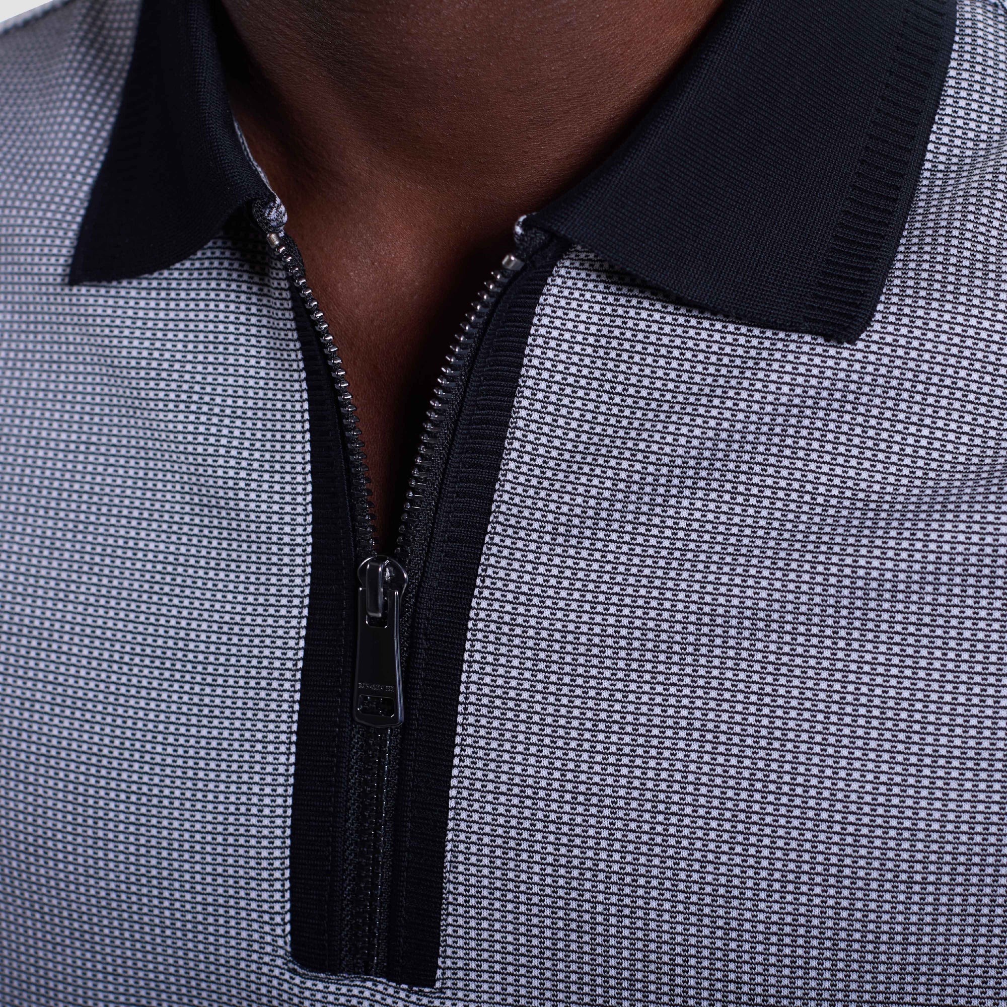 Pin Check Quarter Zip Polo