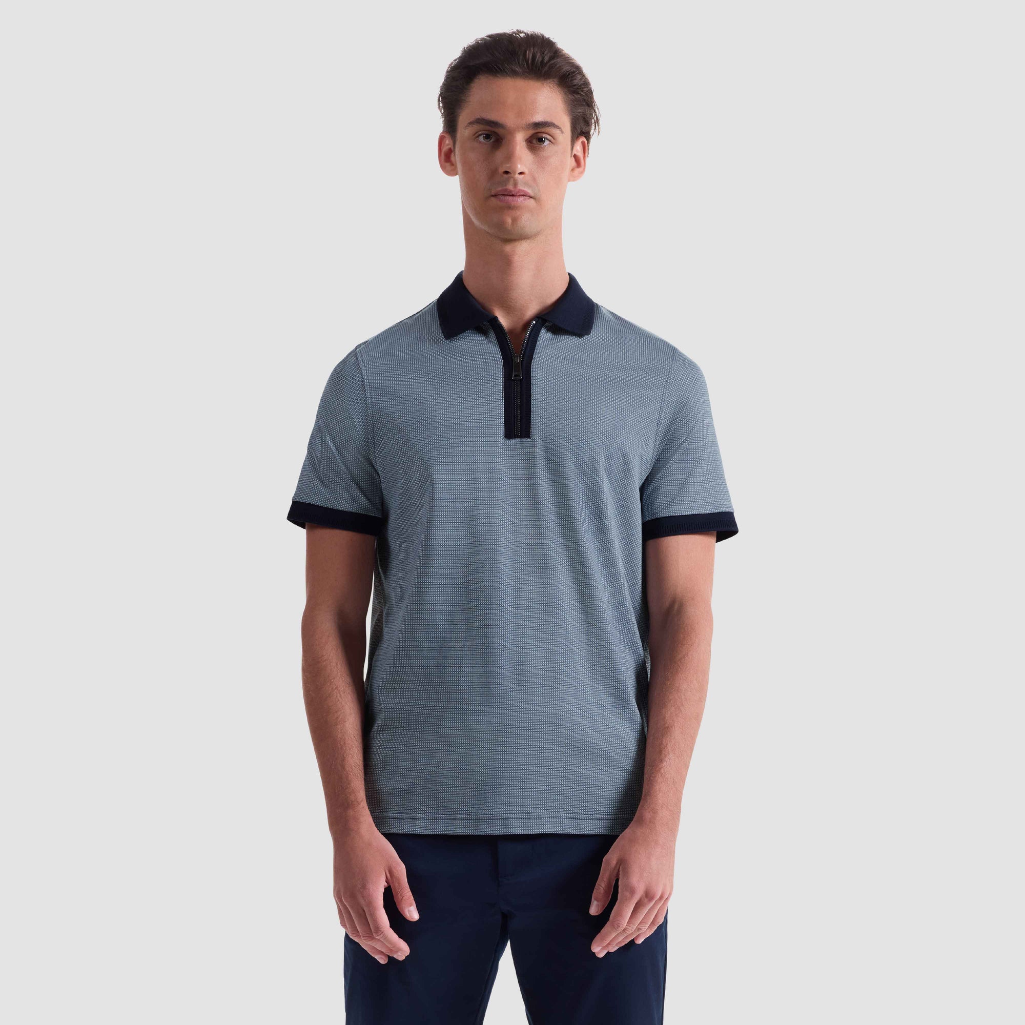 Pin Check Quarter Zip Polo
