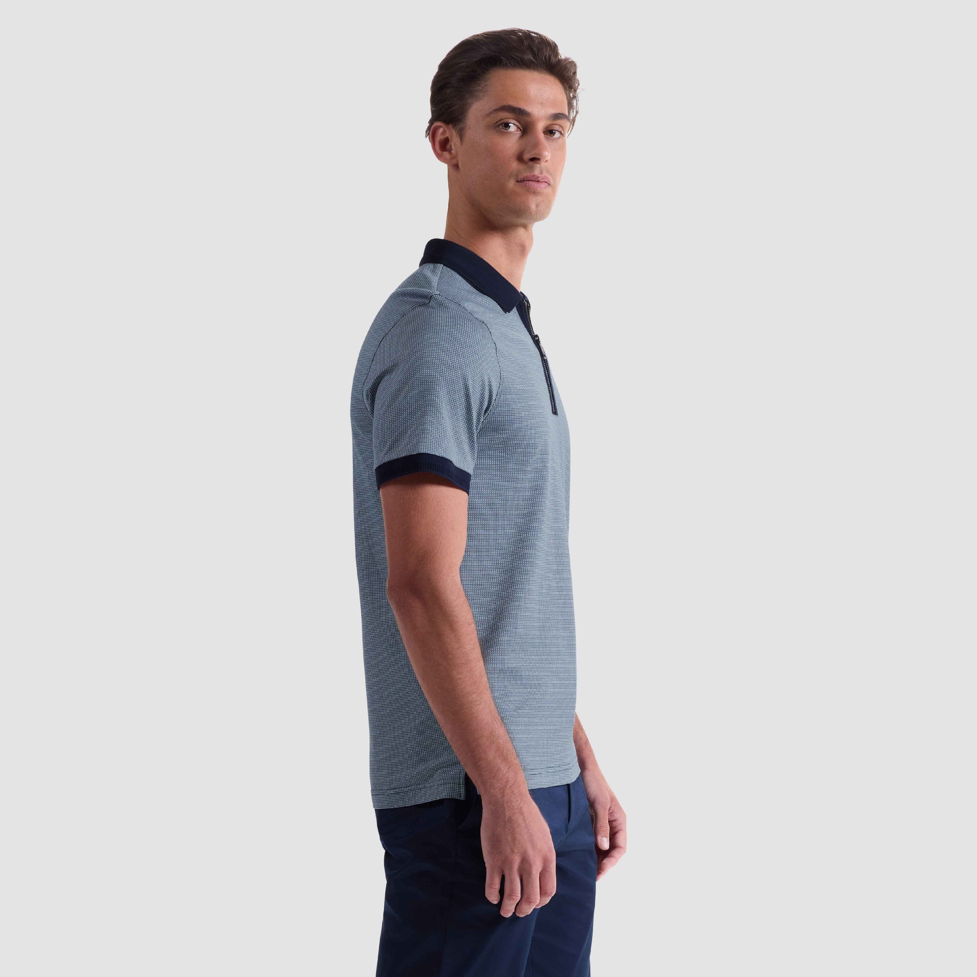 Pin Check Quarter Zip Polo