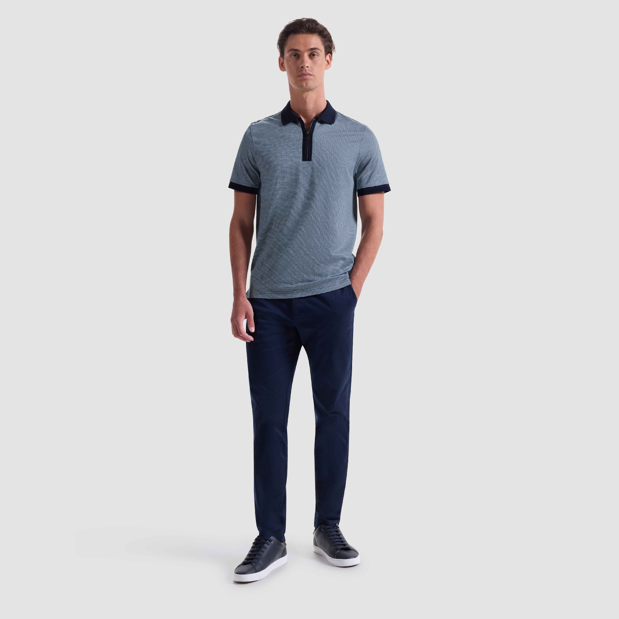 Pin Check Quarter Zip Polo