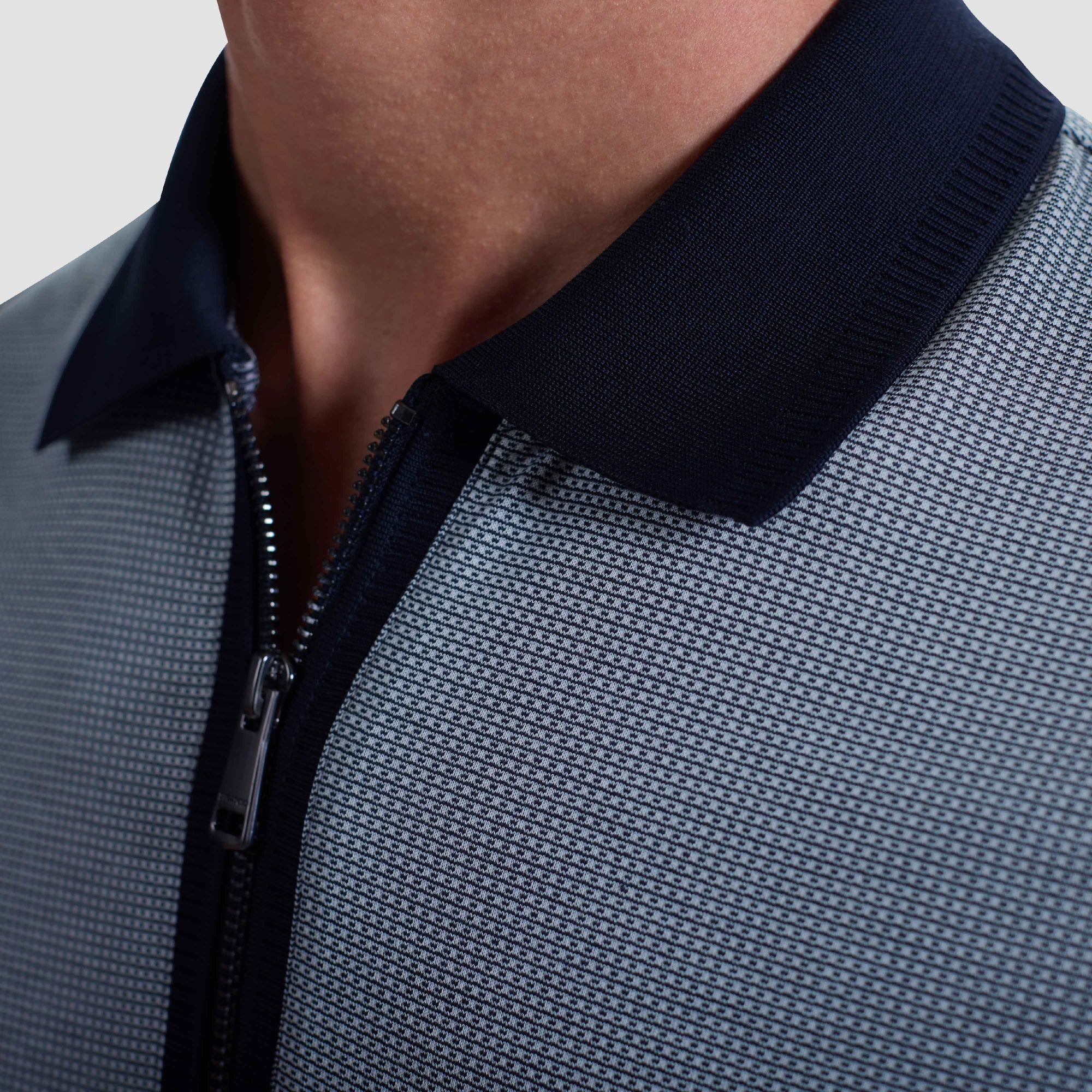 Pin Check Quarter Zip Polo