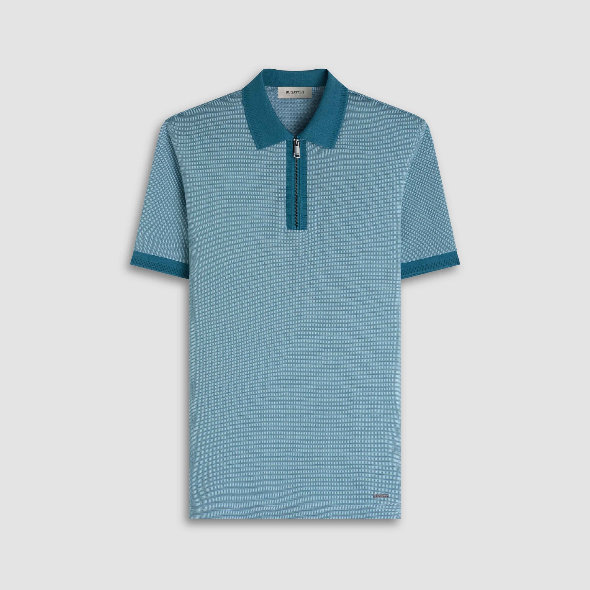Pin Check Quarter Zip Polo