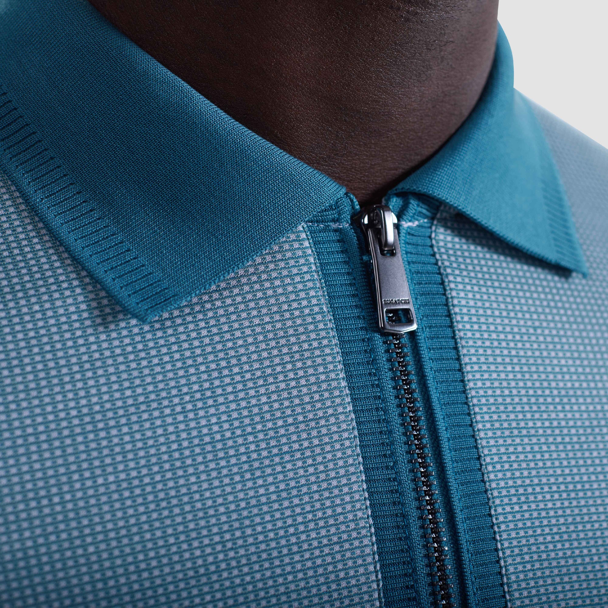 Pin Check Quarter Zip Polo