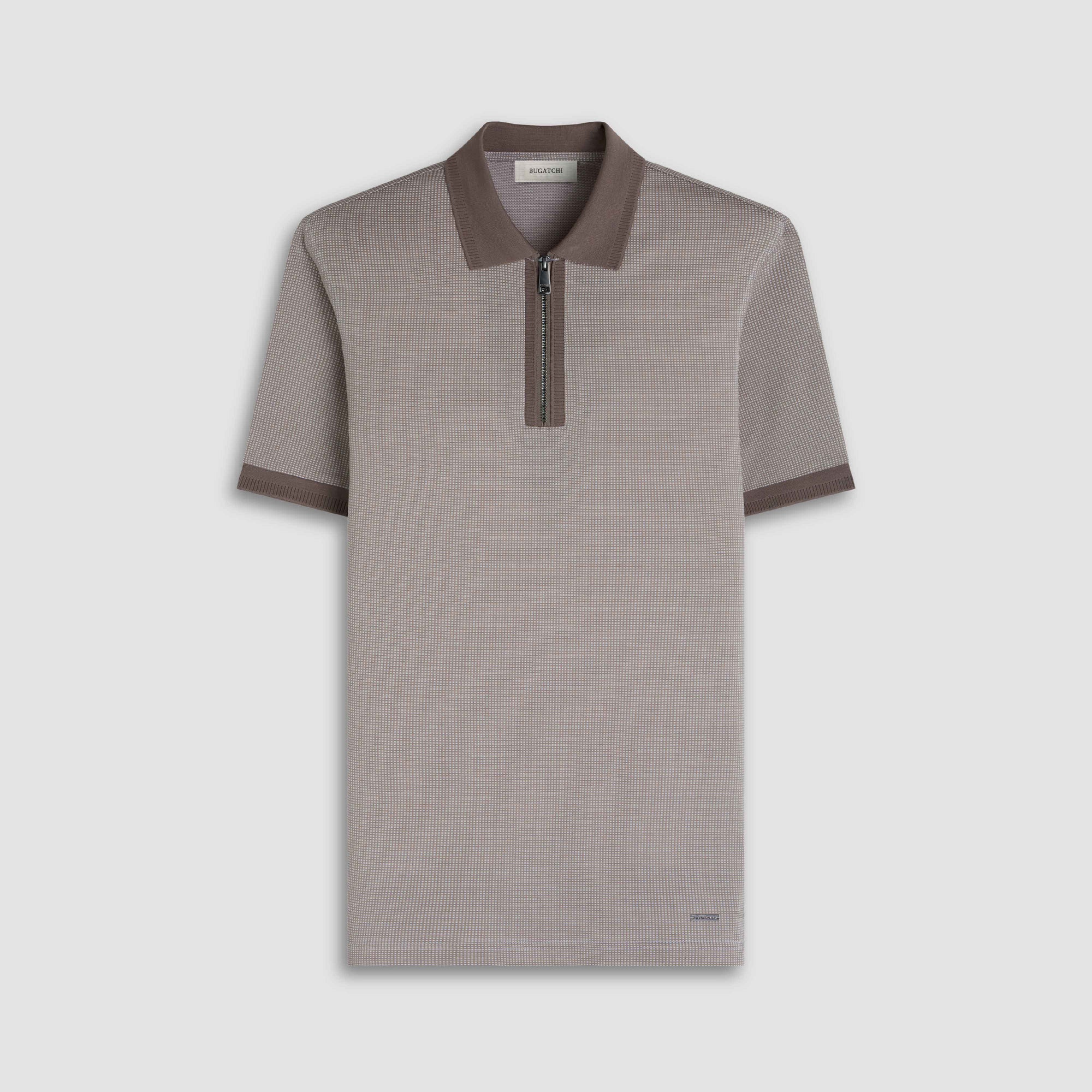 Pin Check Quarter Zip Polo