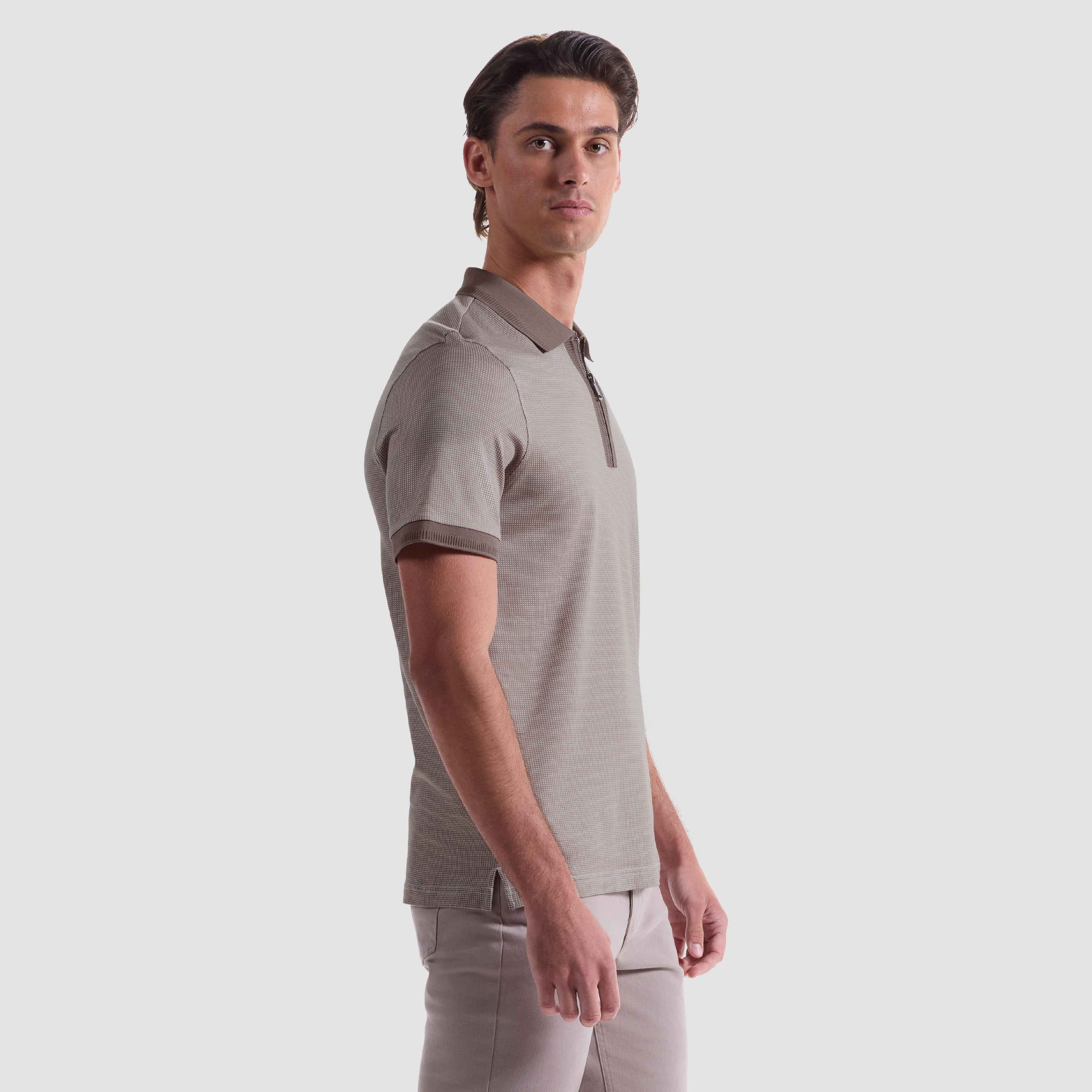 Pin Check Quarter Zip Polo