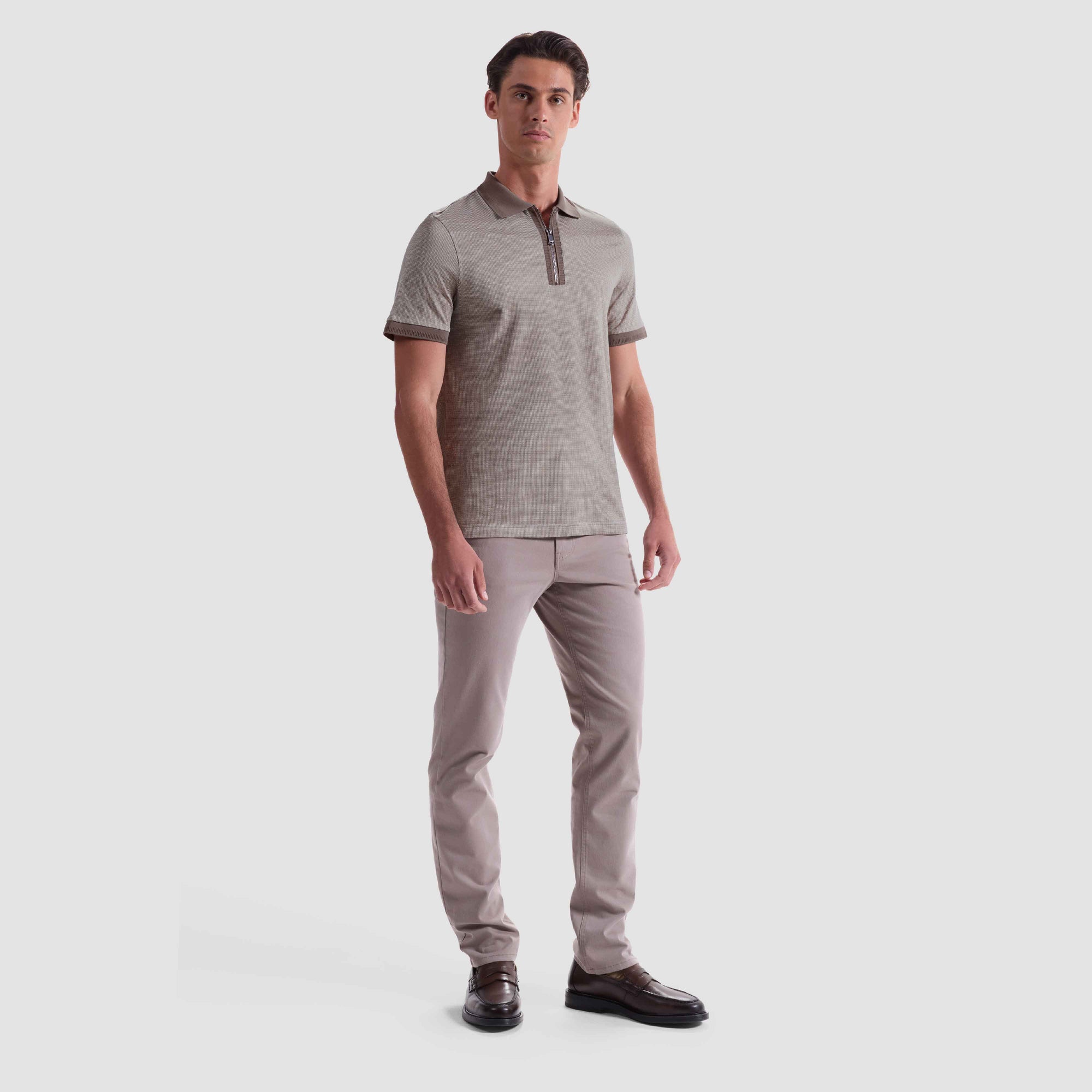 Pin Check Quarter Zip Polo