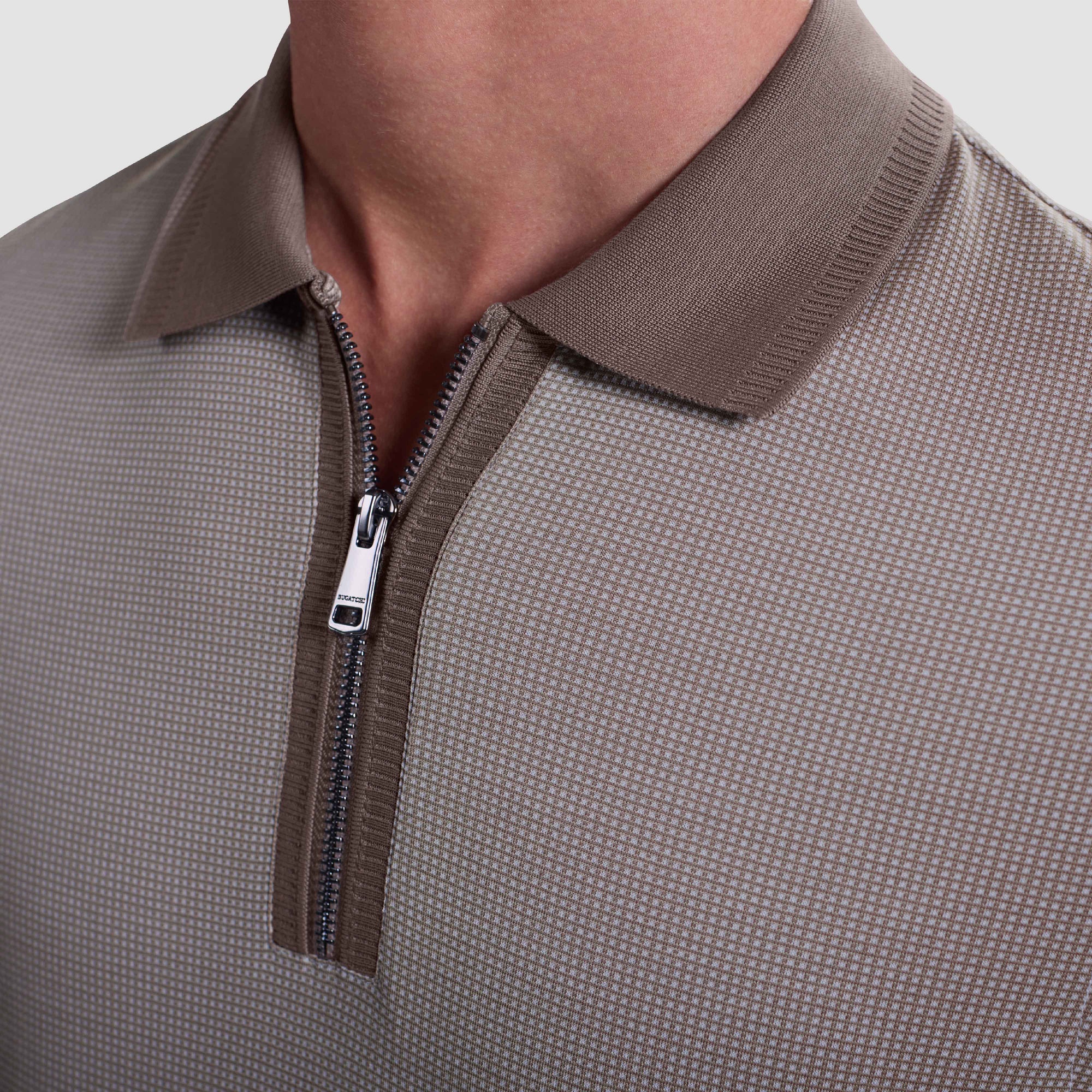 Pin Check Quarter Zip Polo