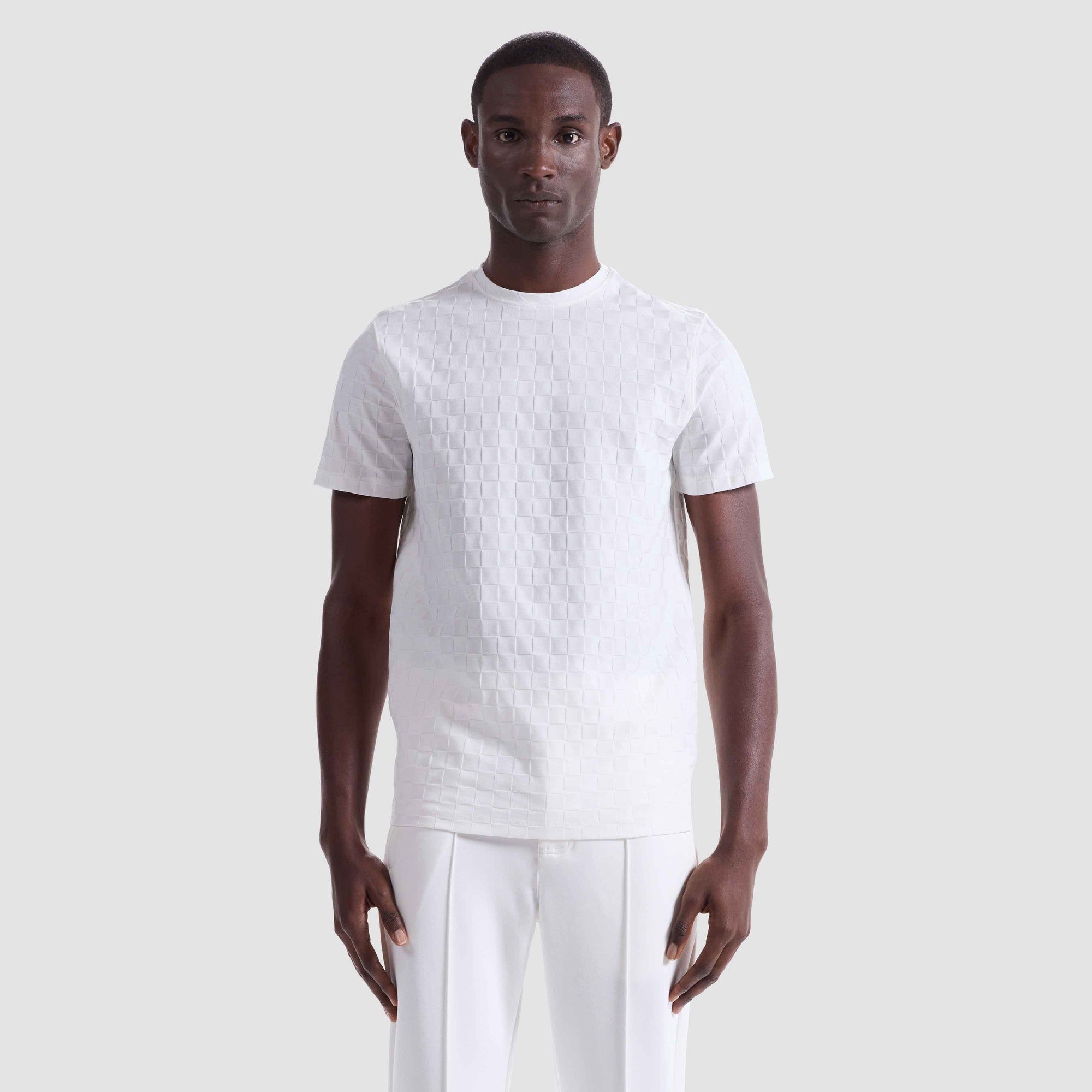 Checkerboard Cotton T-Shirt