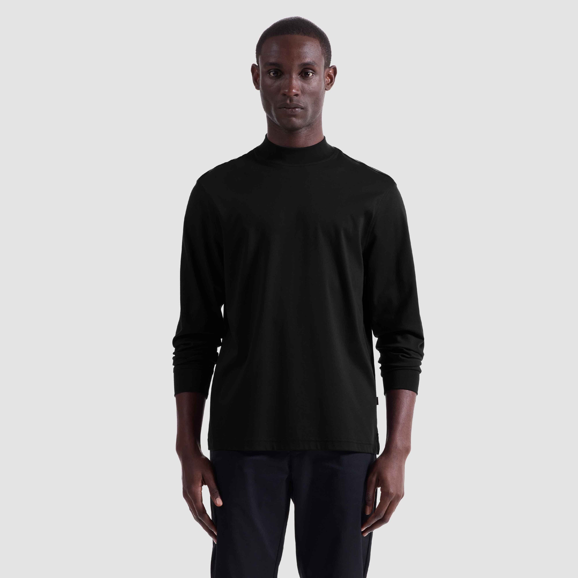 Solid Mock Neck Long Sleeve Tee