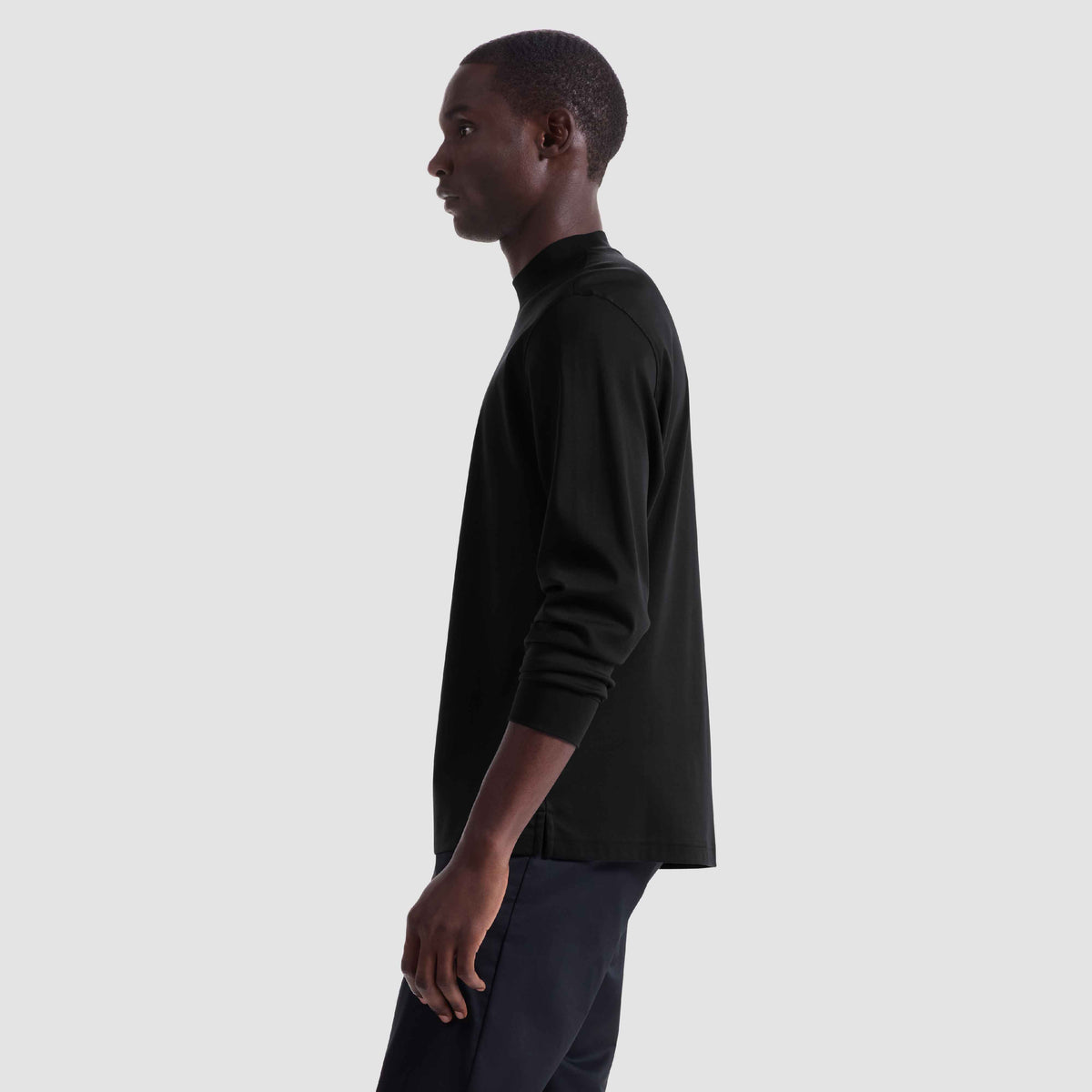Solid Mock Neck Long Sleeve Tee