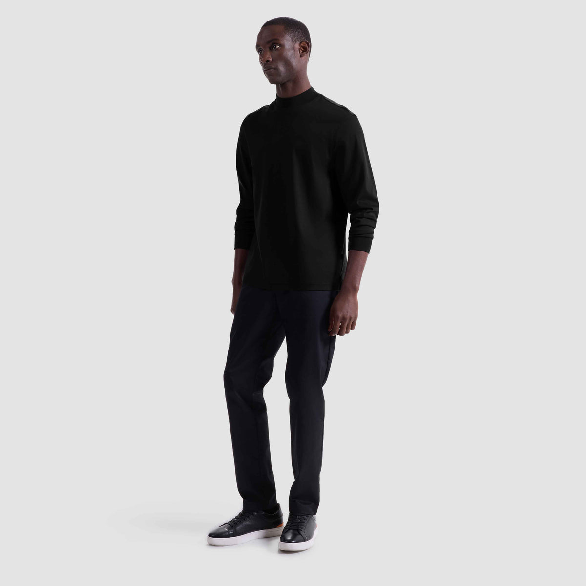 Solid Mock Neck Long Sleeve Tee