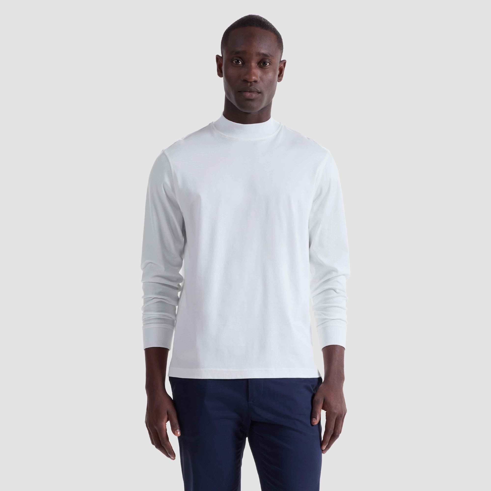 Solid Mock Neck Long Sleeve Tee
