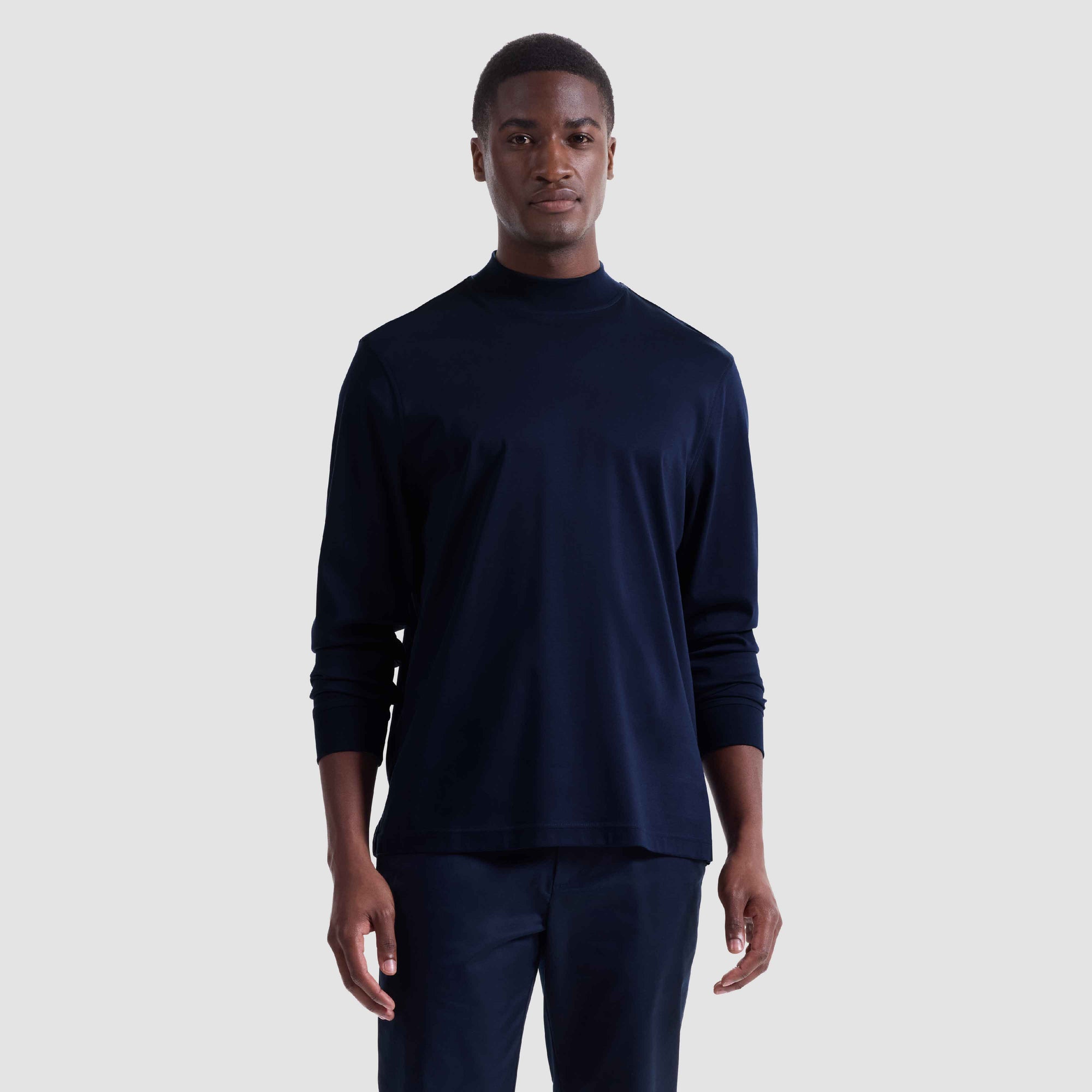 Solid Mock Neck Long Sleeve Tee