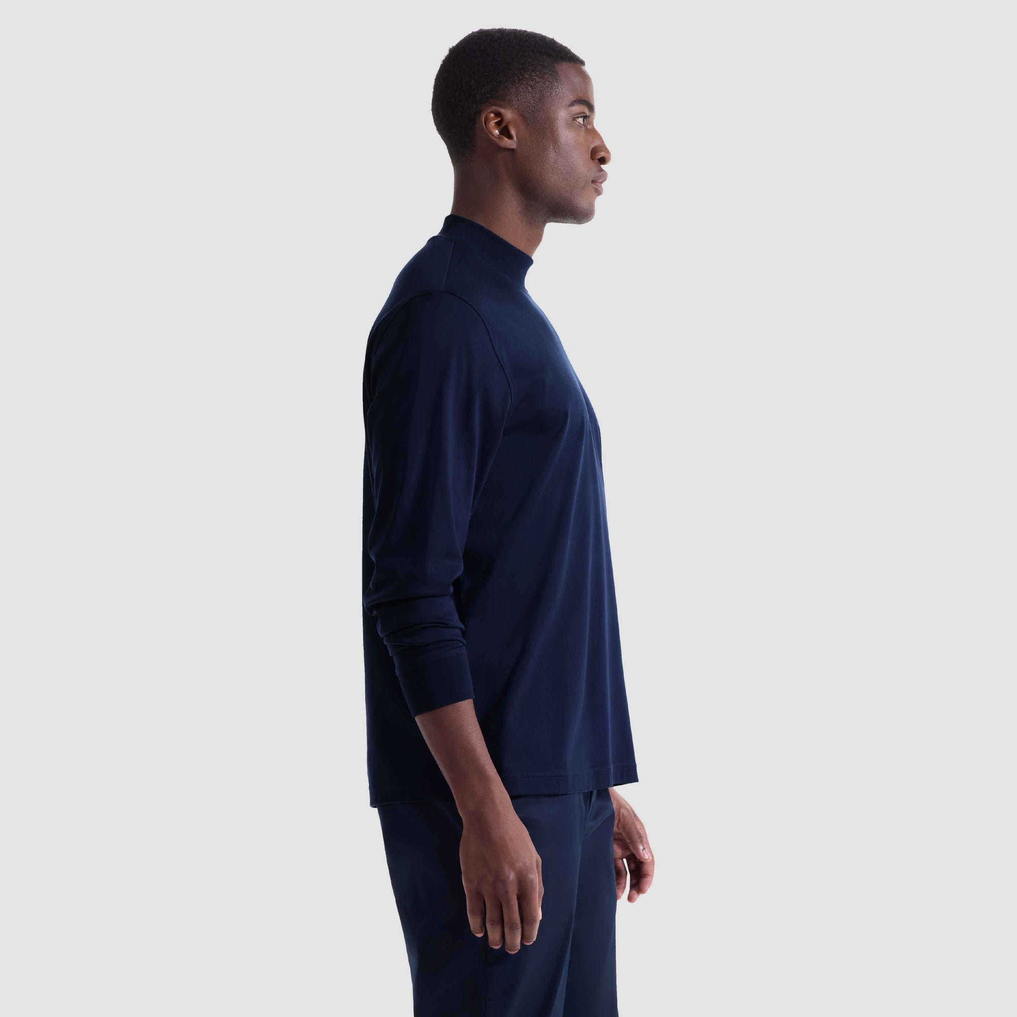 Solid Mock Neck Long Sleeve Tee