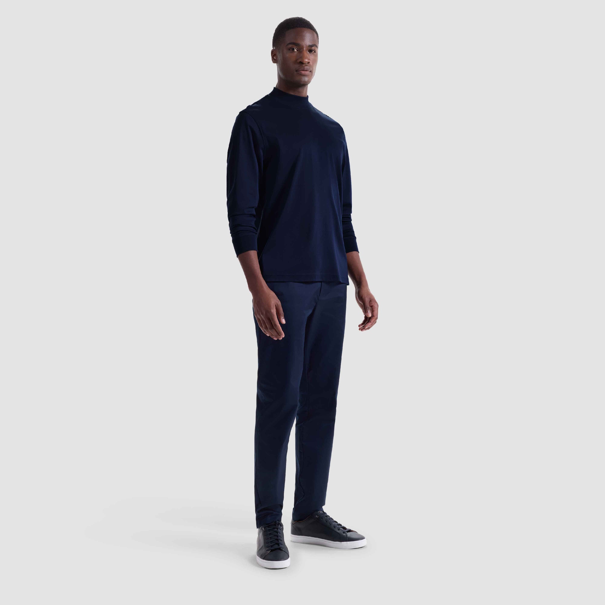 Solid Mock Neck Long Sleeve Tee