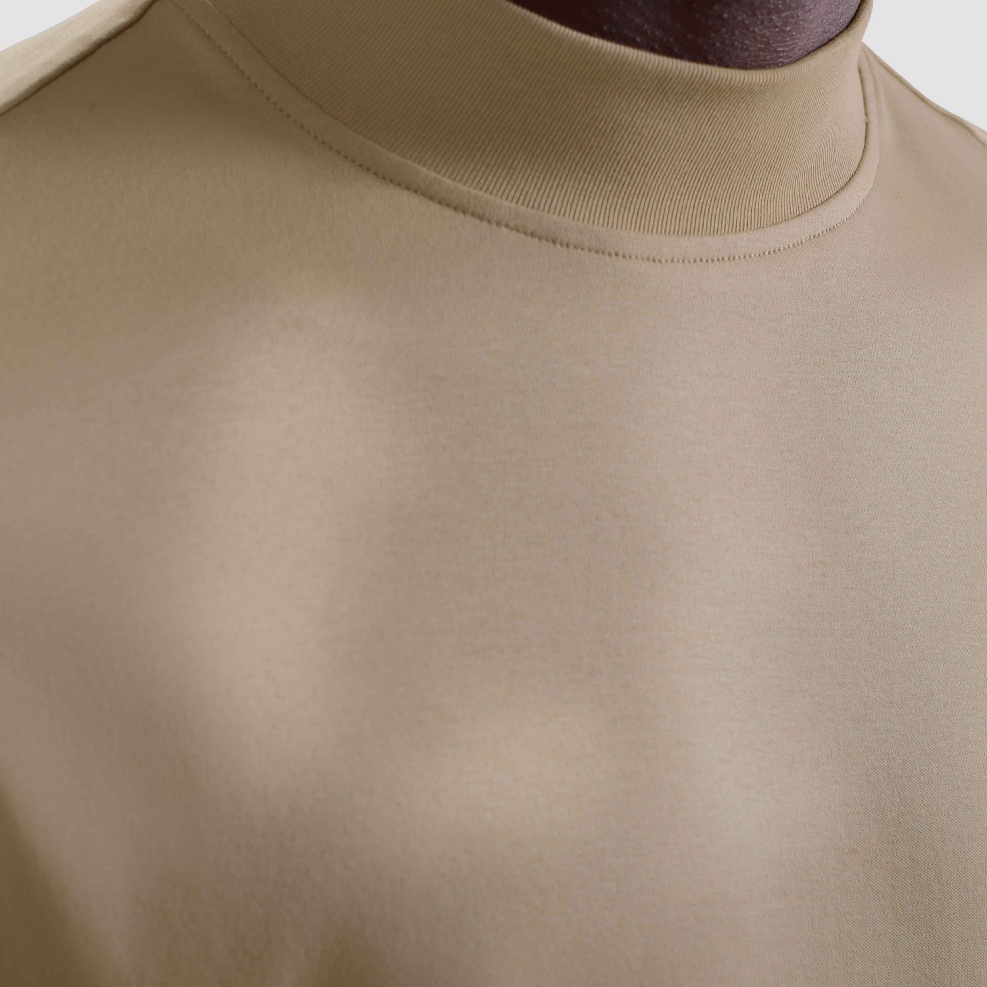 Solid Mock Neck Long Sleeve Tee