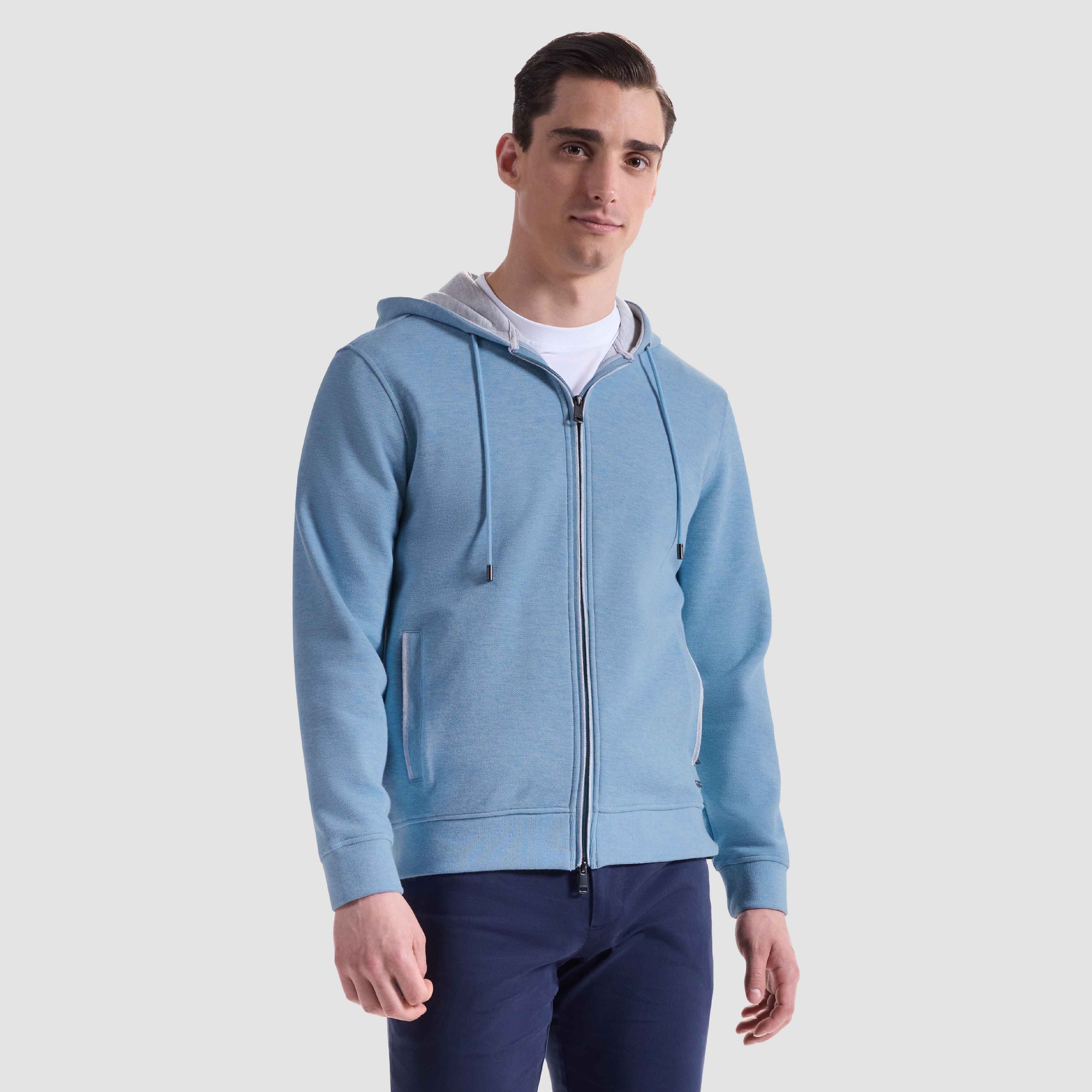 Heathered Pique Full Zip Hoodie