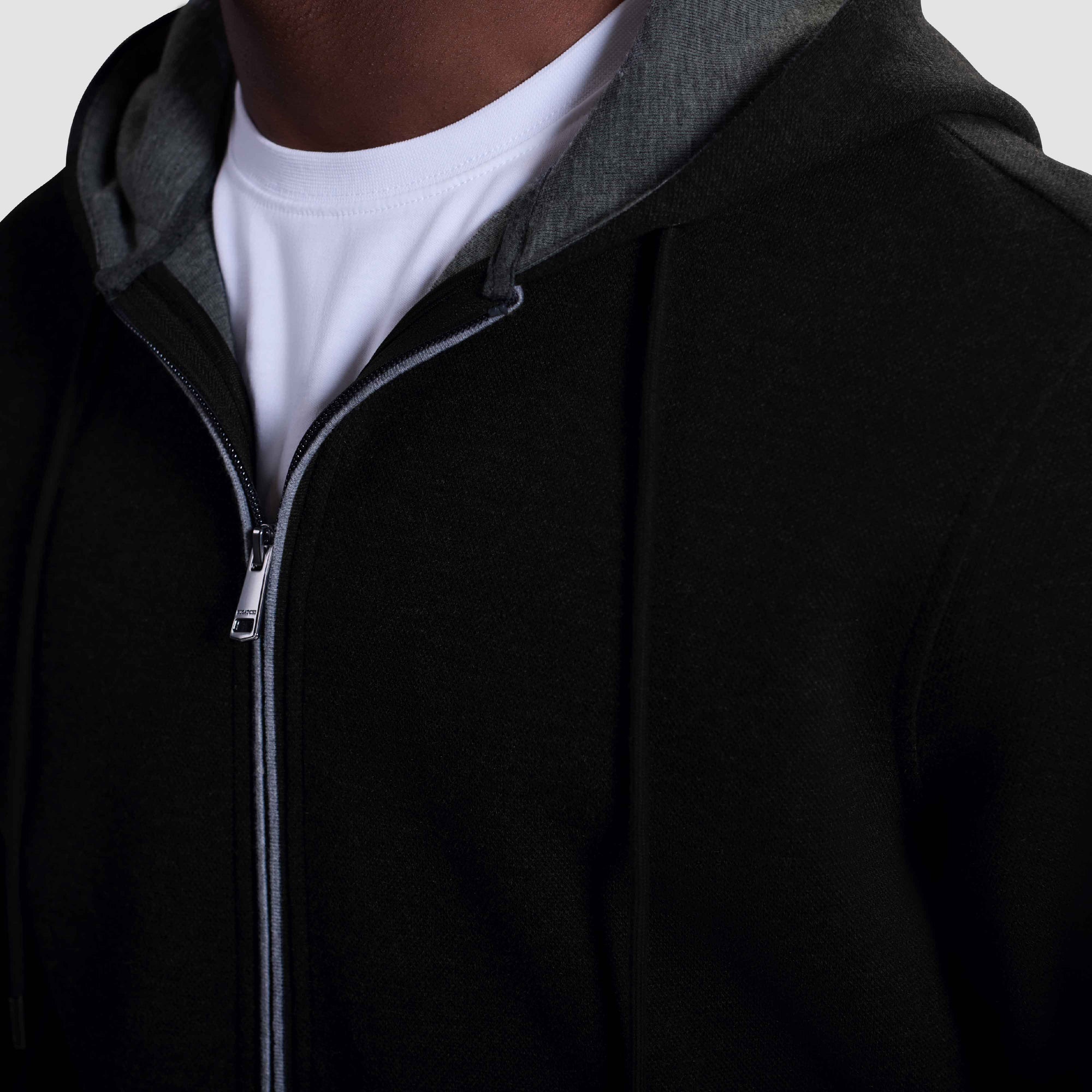 Heathered Pique Full Zip Hoodie