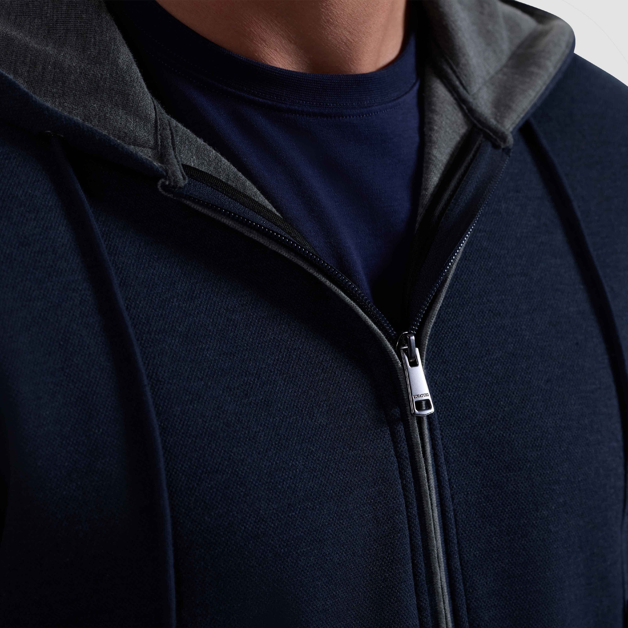 Heathered Pique Full Zip Hoodie