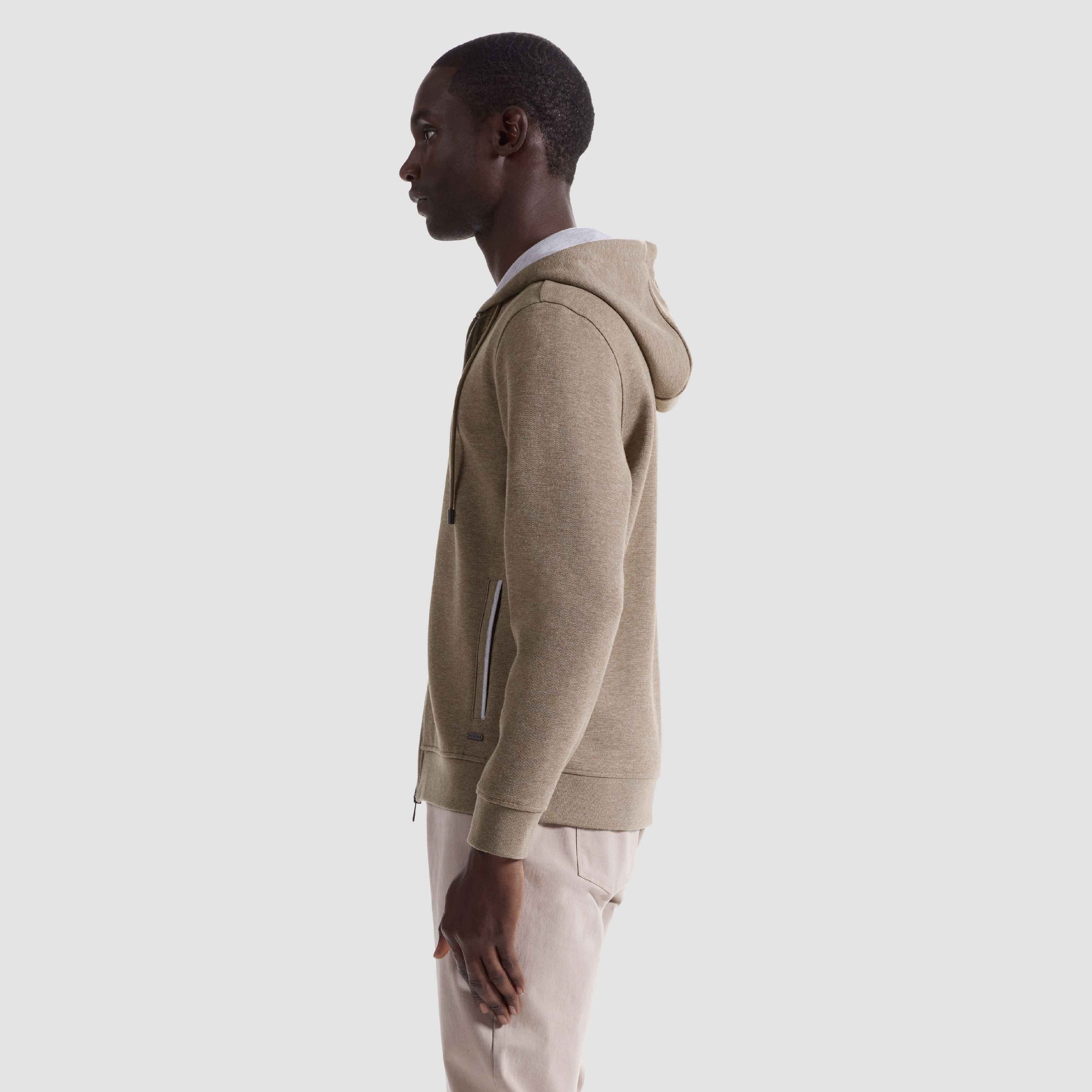 Heathered Pique Full Zip Hoodie