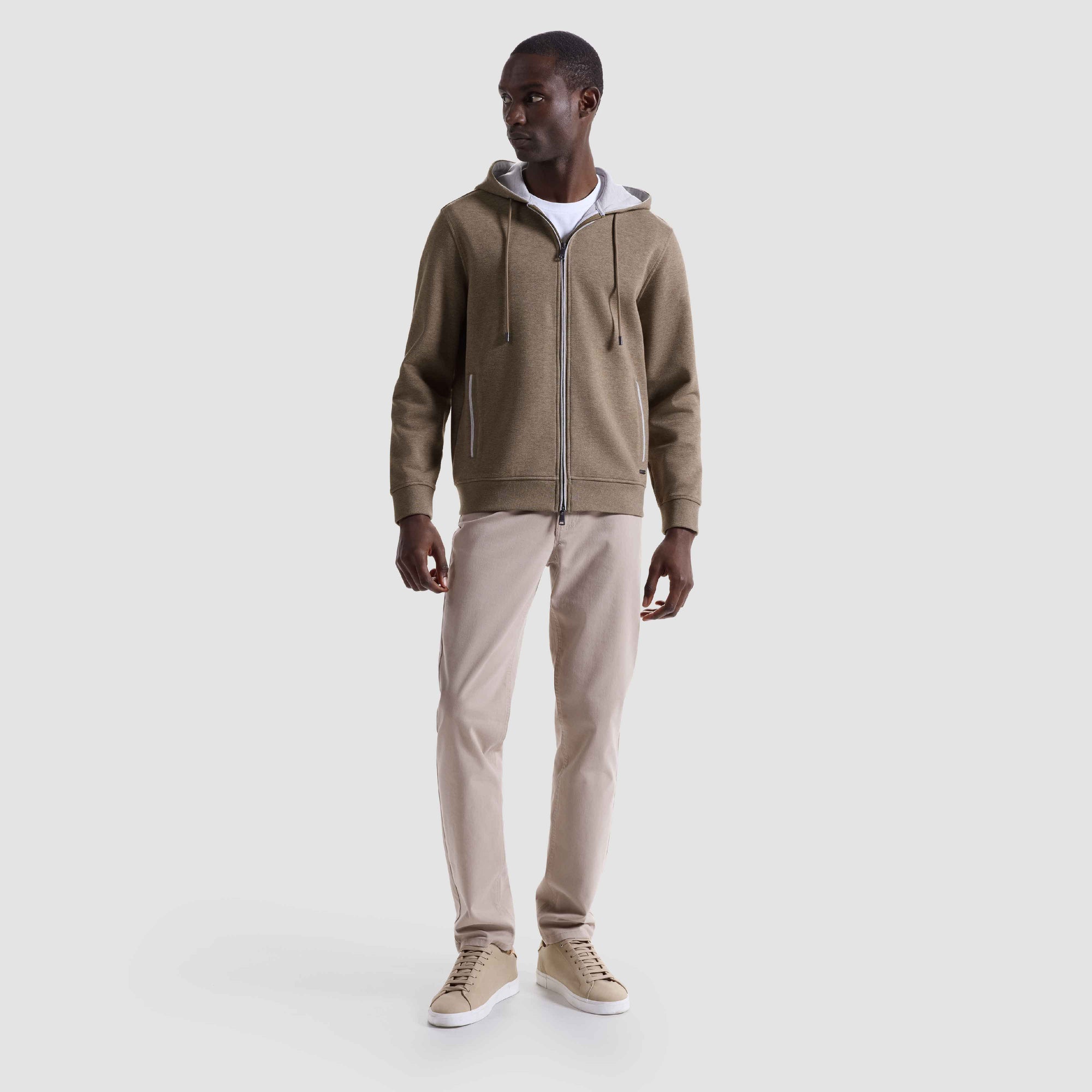 Heathered Pique Full Zip Hoodie