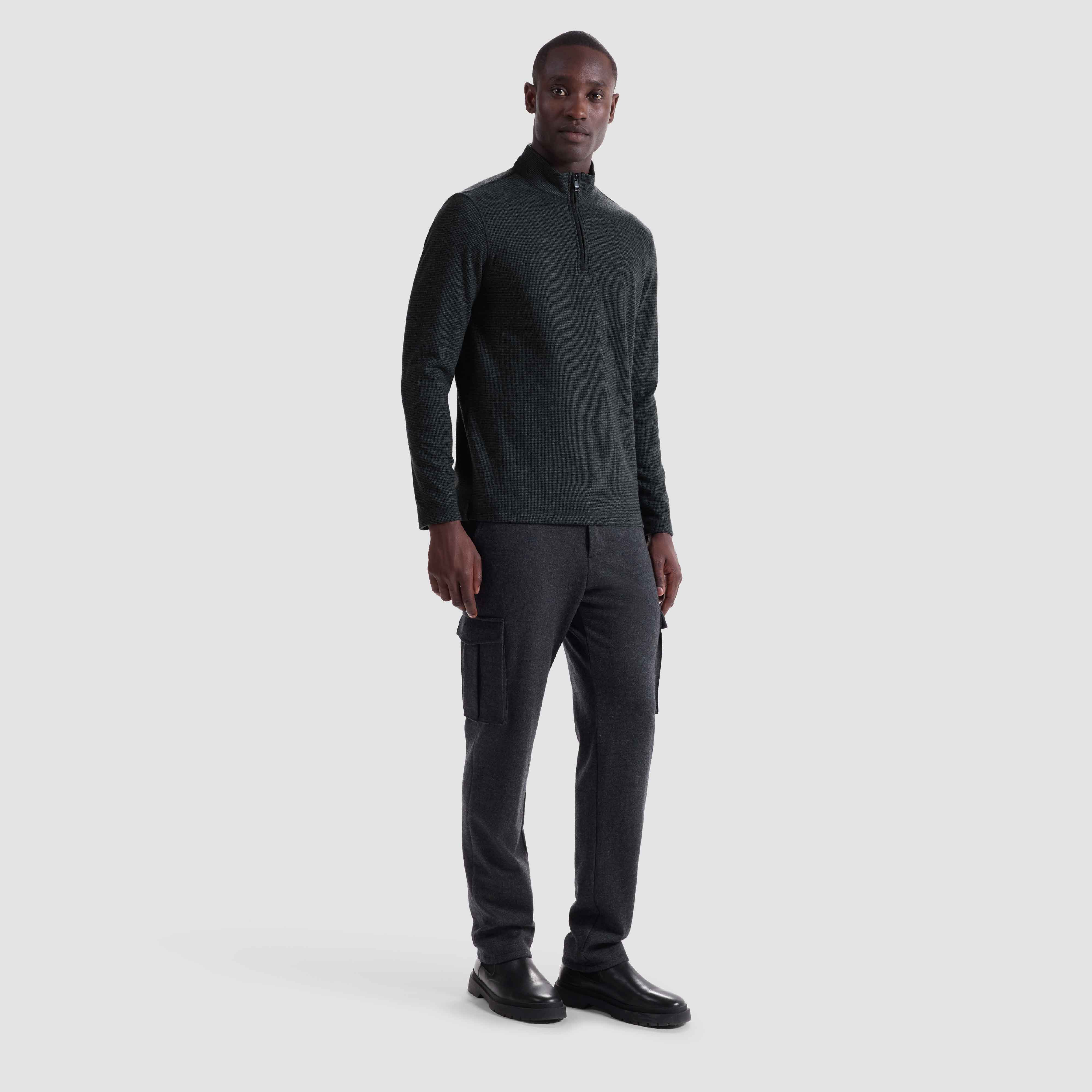 Houndstooth Performance Quarter Zip – BUGATCHI