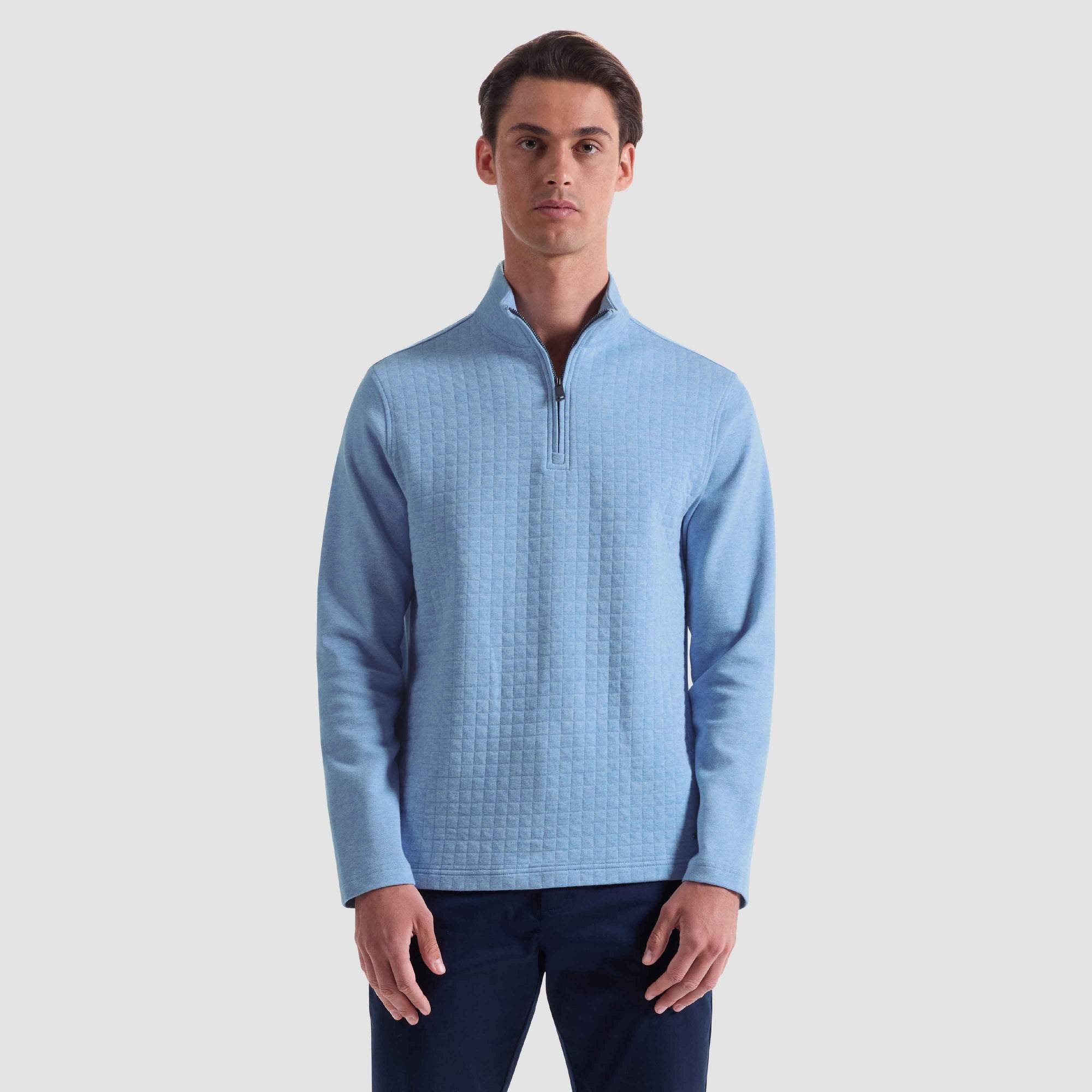 Heathered Waffle Knit Quarter Zip