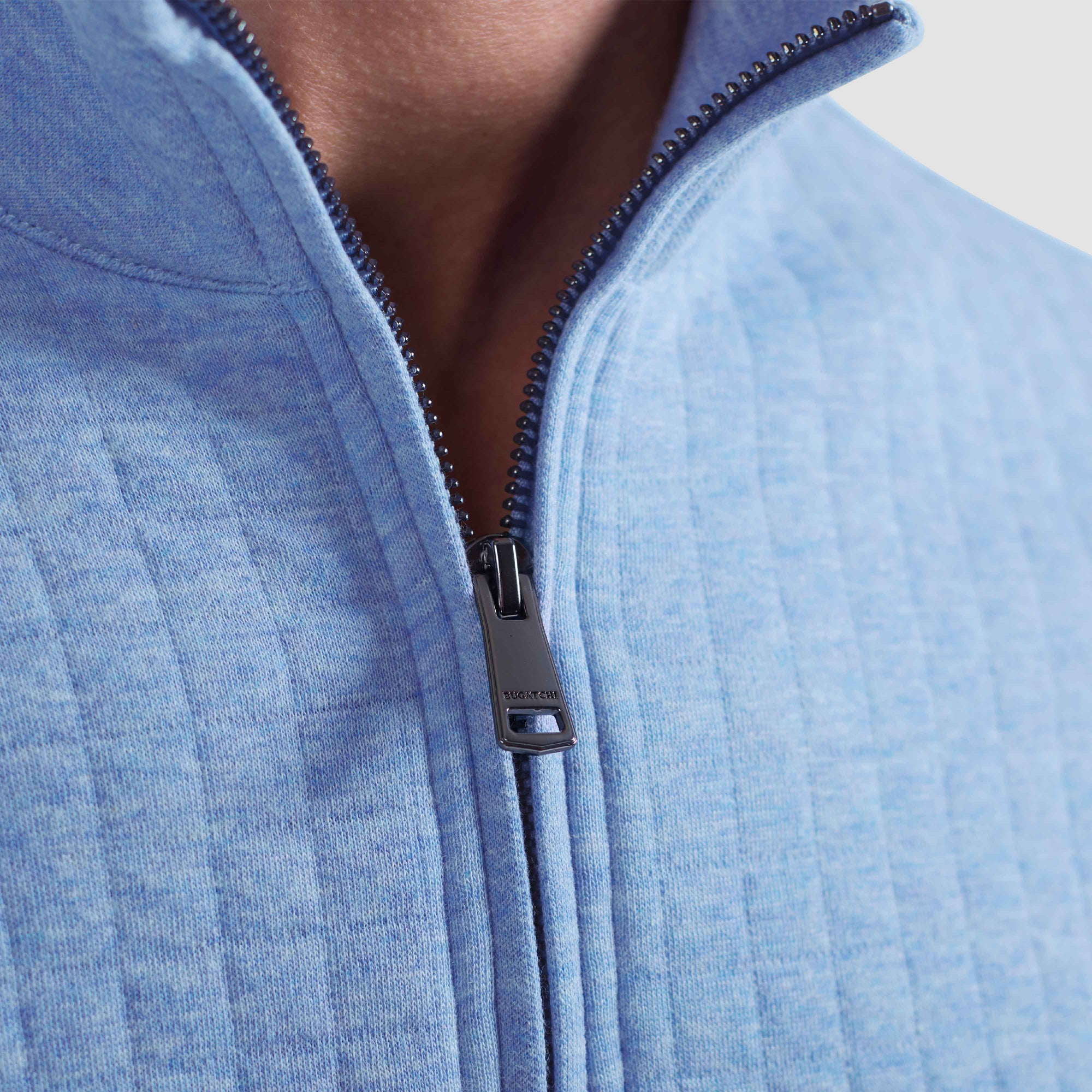 Heathered Waffle Knit Quarter Zip