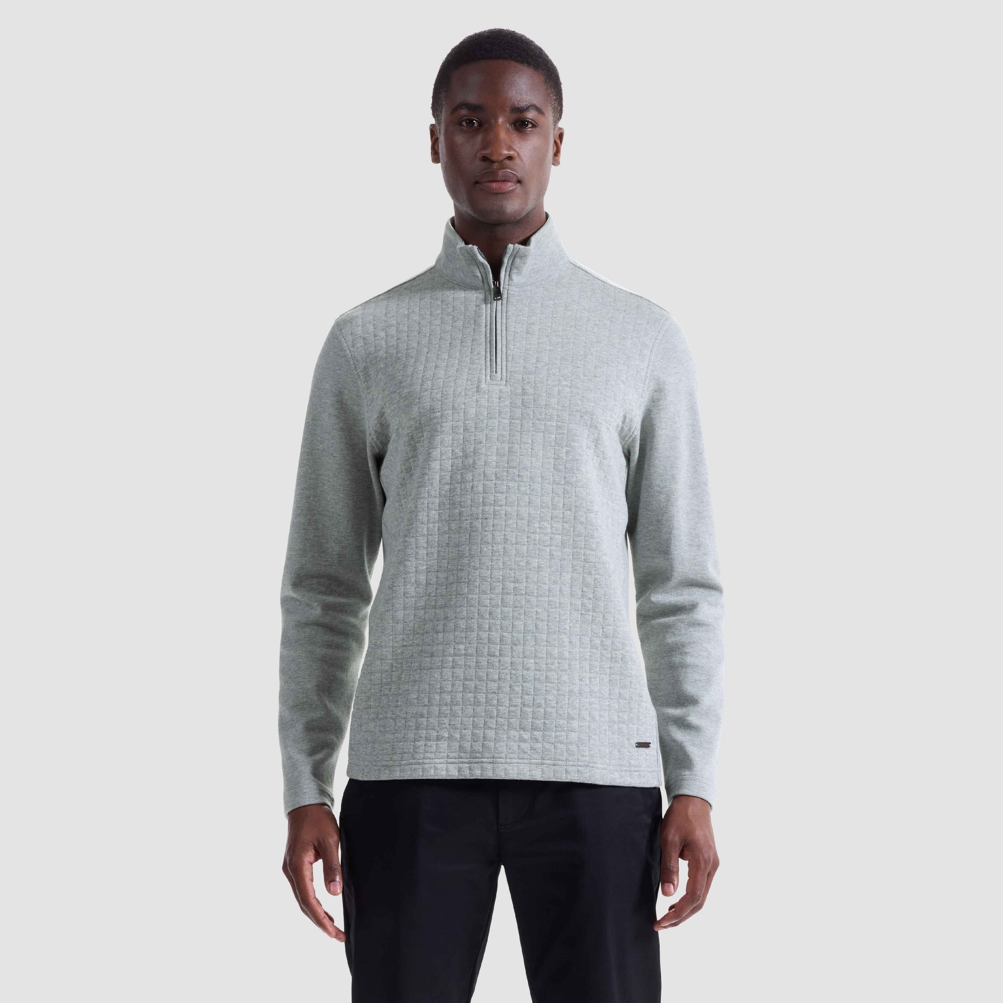 Heathered Waffle Knit Quarter Zip