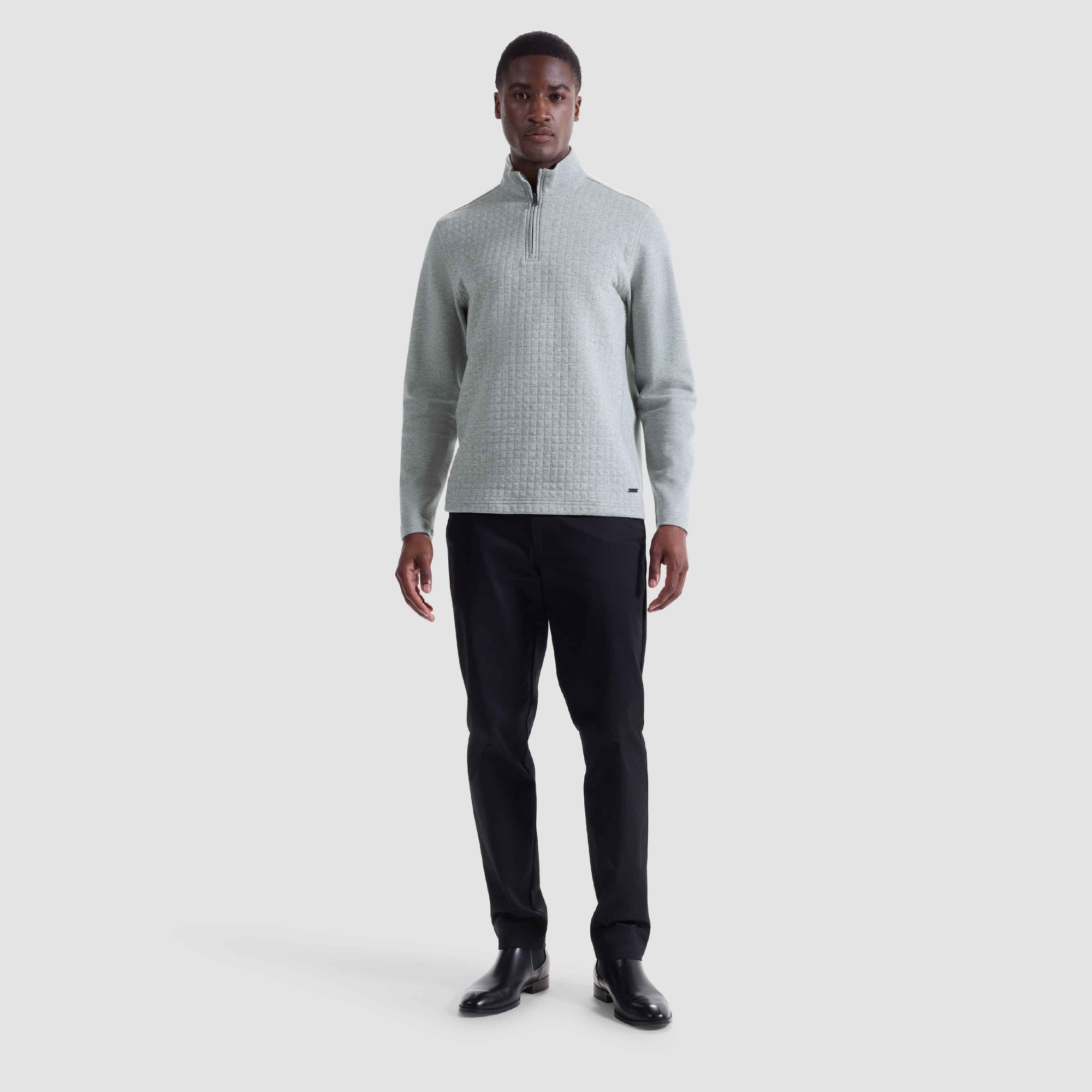 Heathered Waffle Knit Quarter Zip