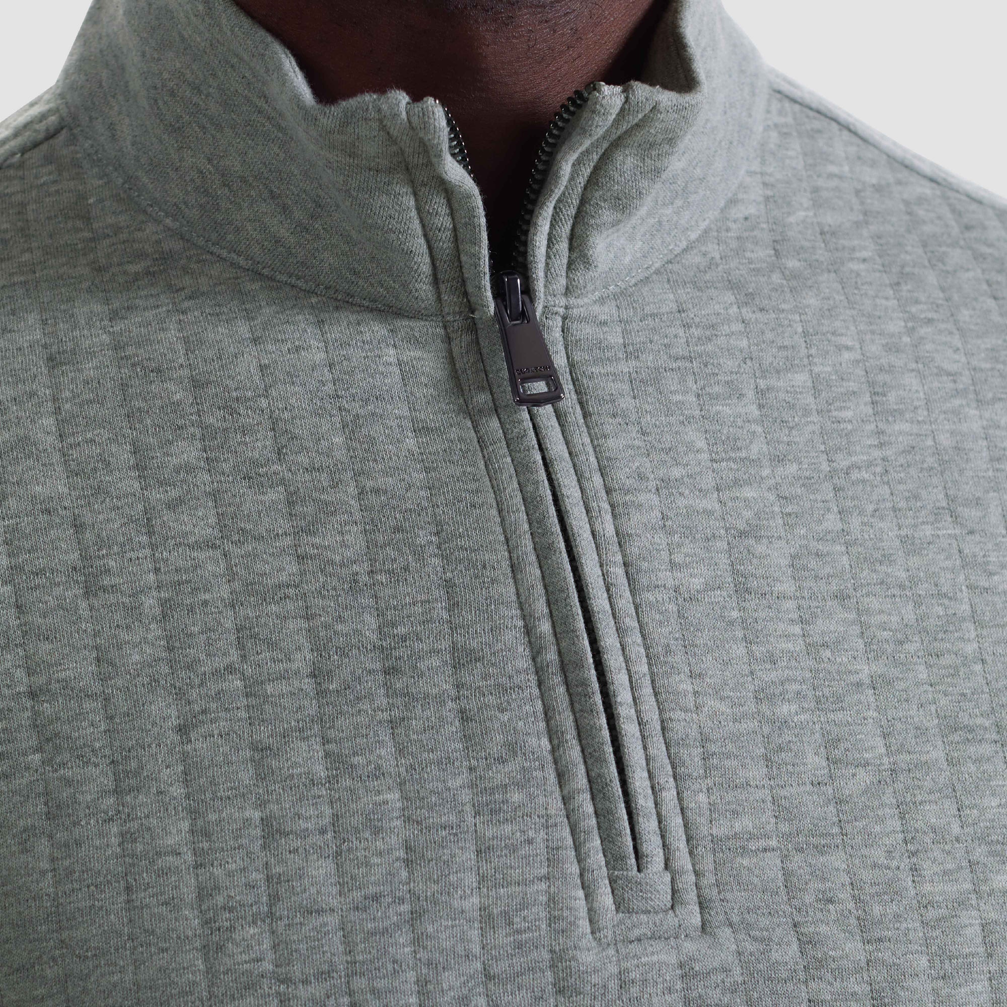 Heathered Waffle Knit Quarter Zip