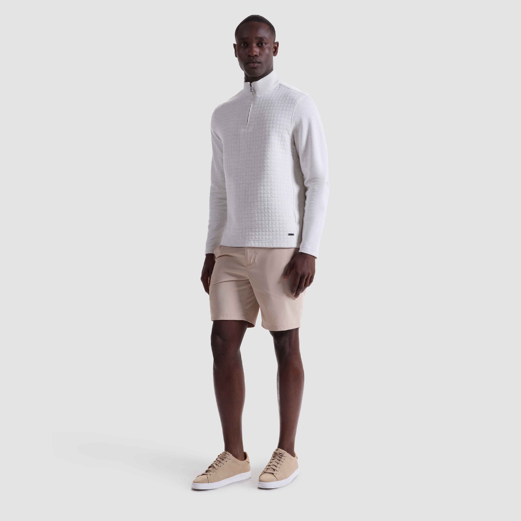 Heathered Waffle Knit Quarter Zip