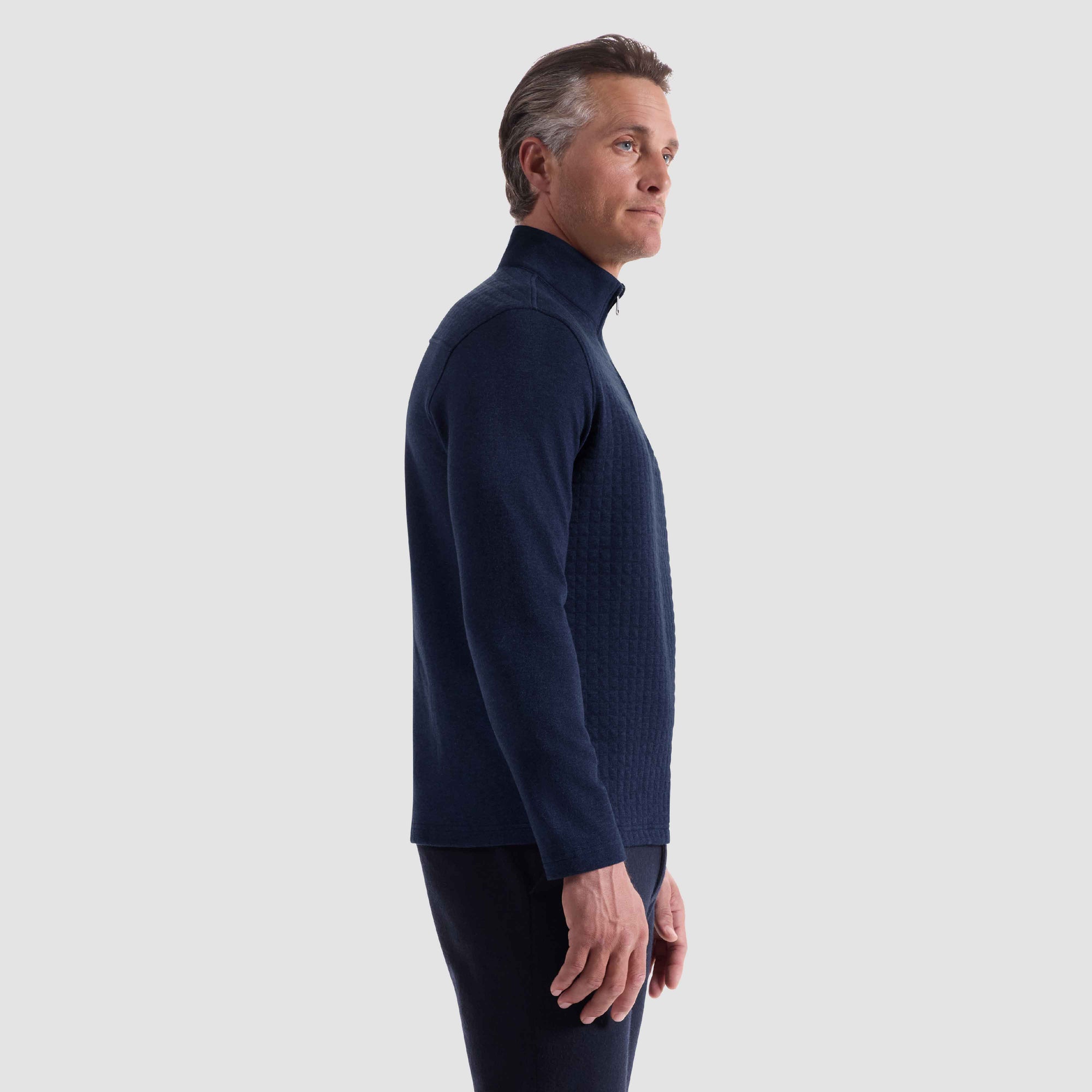 Heathered Waffle Knit Quarter Zip
