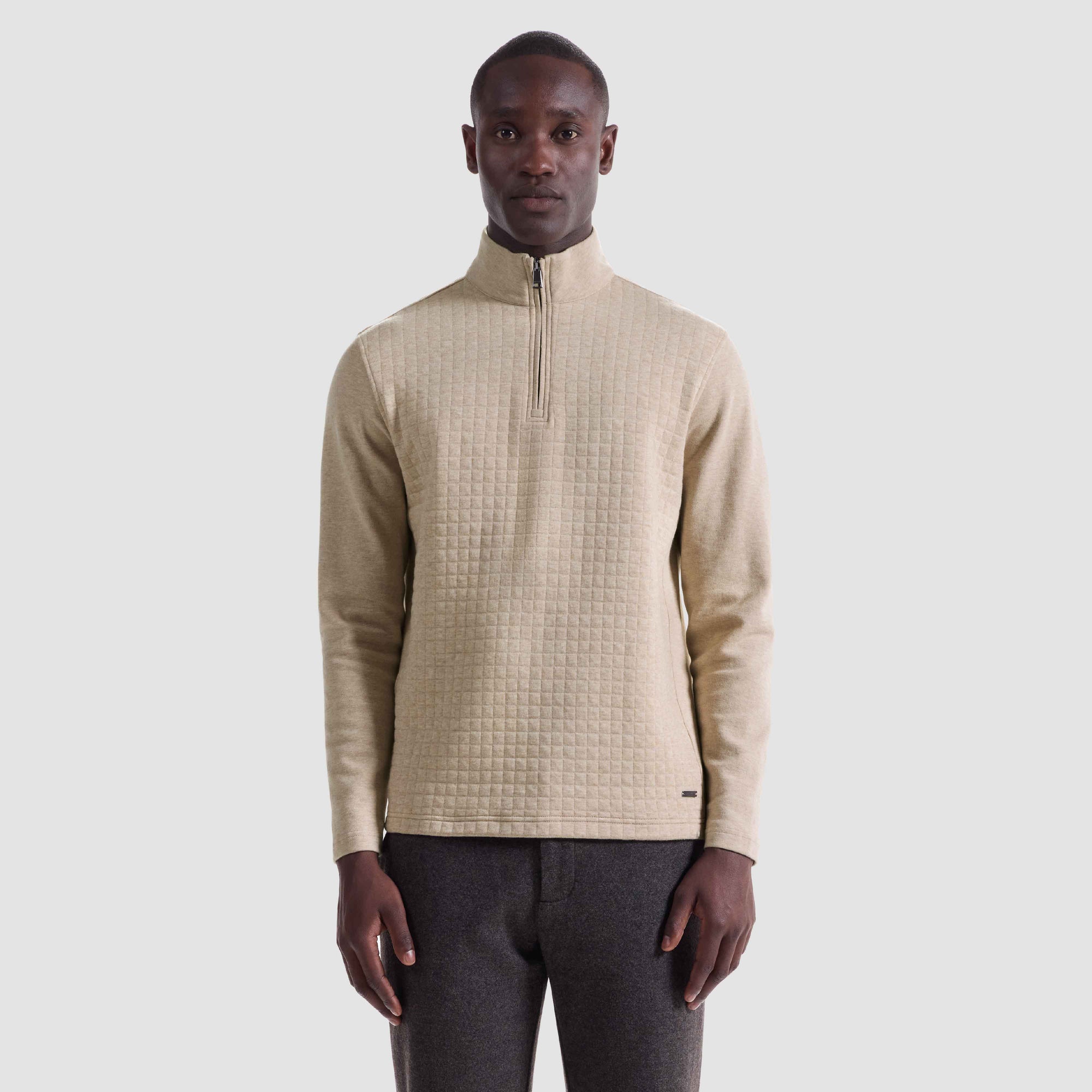 Heathered Waffle Knit Quarter Zip
