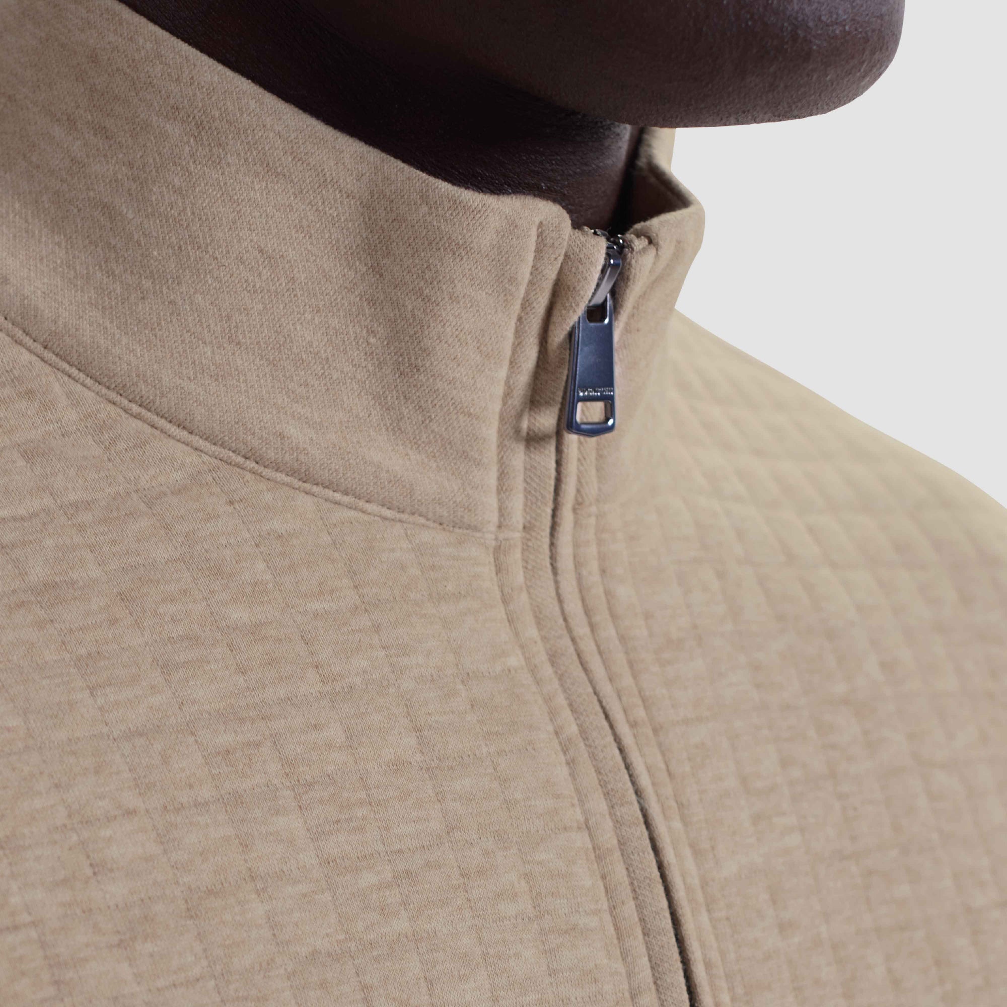 Heathered Waffle Knit Quarter Zip