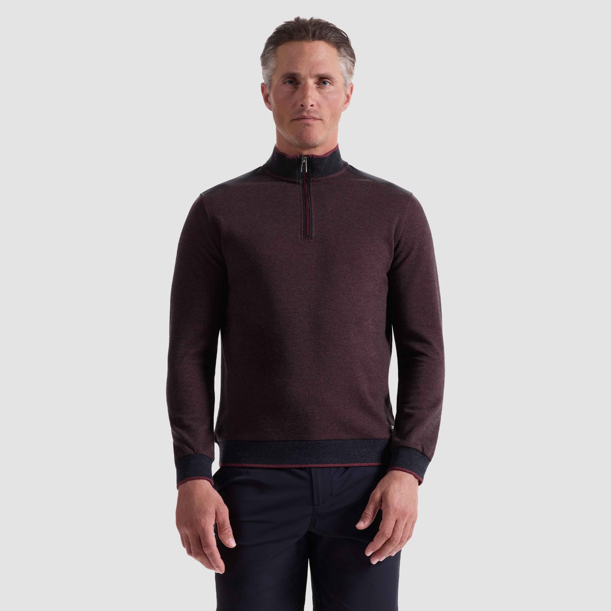 Diagonal Stripe Melange Quarter Zip