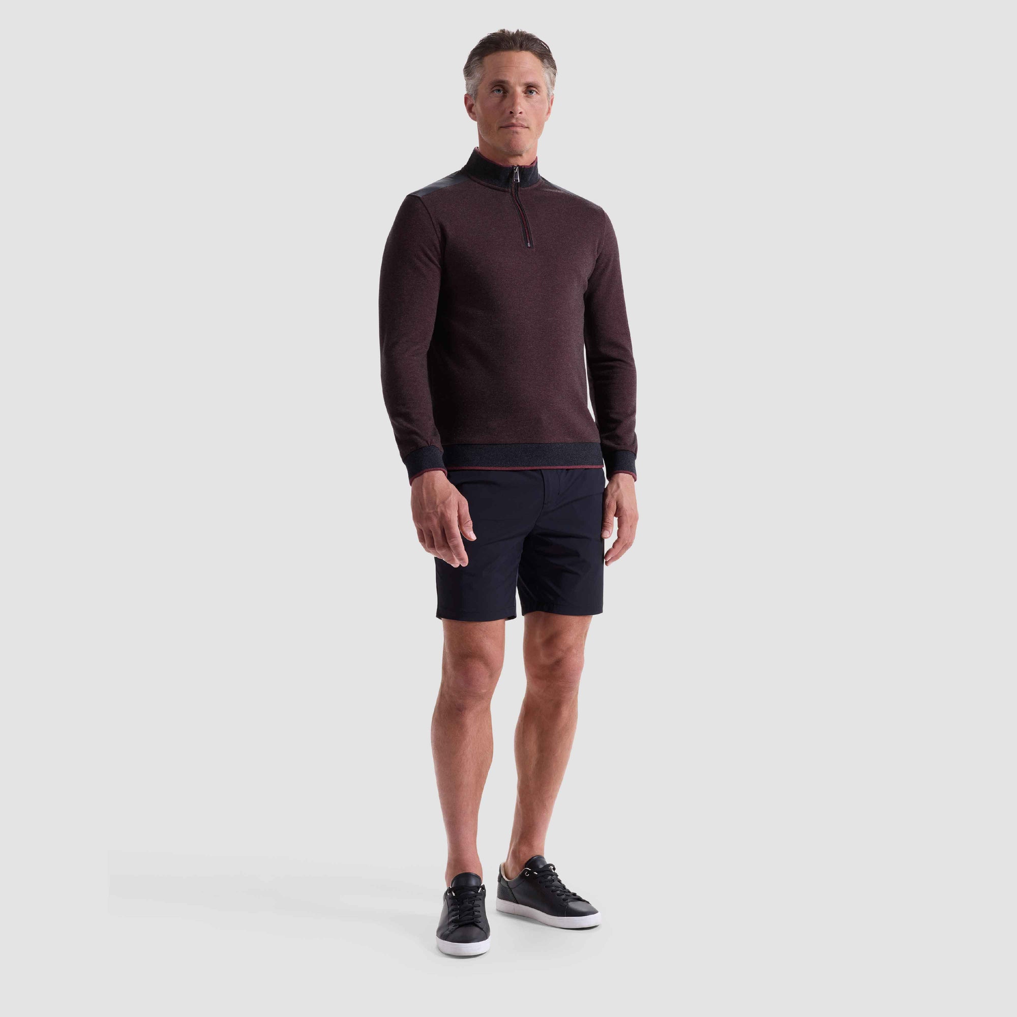 Diagonal Stripe Melange Quarter Zip