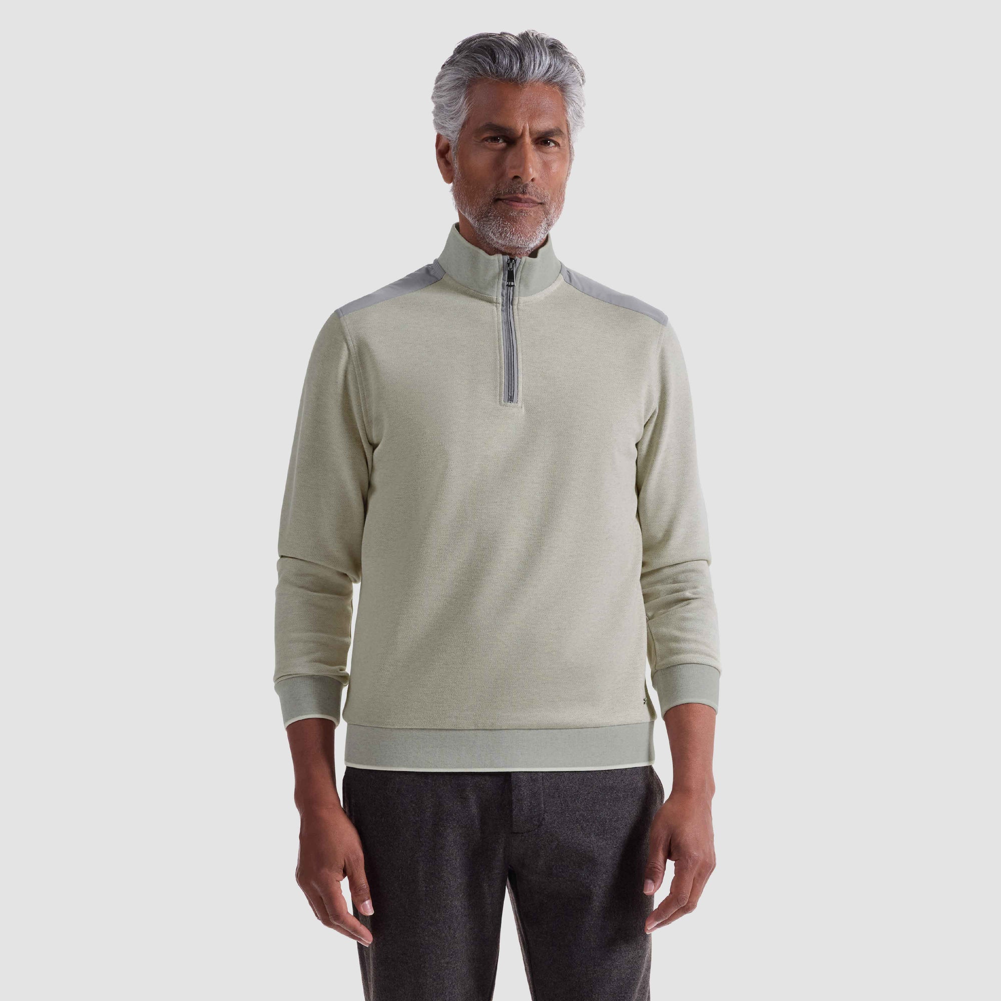 Diagonal Stripe Melange Quarter Zip