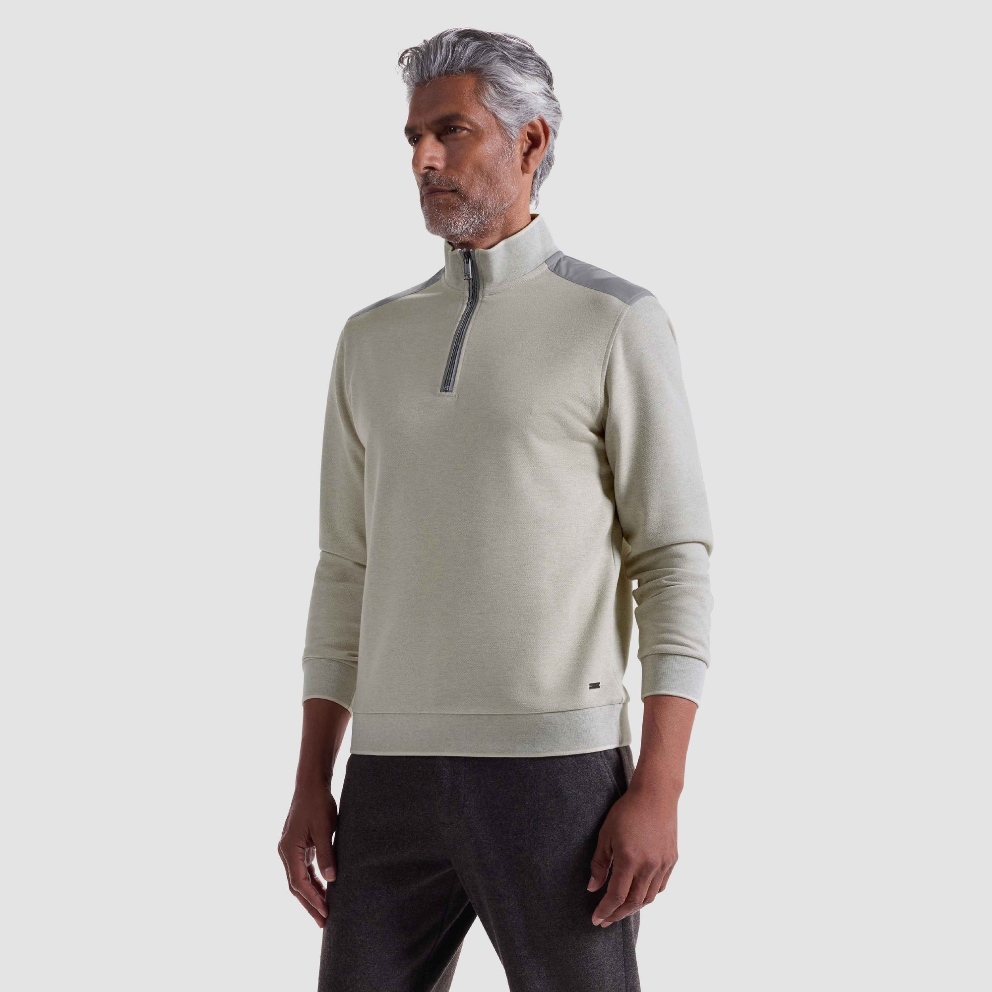 Diagonal Stripe Melange Quarter Zip
