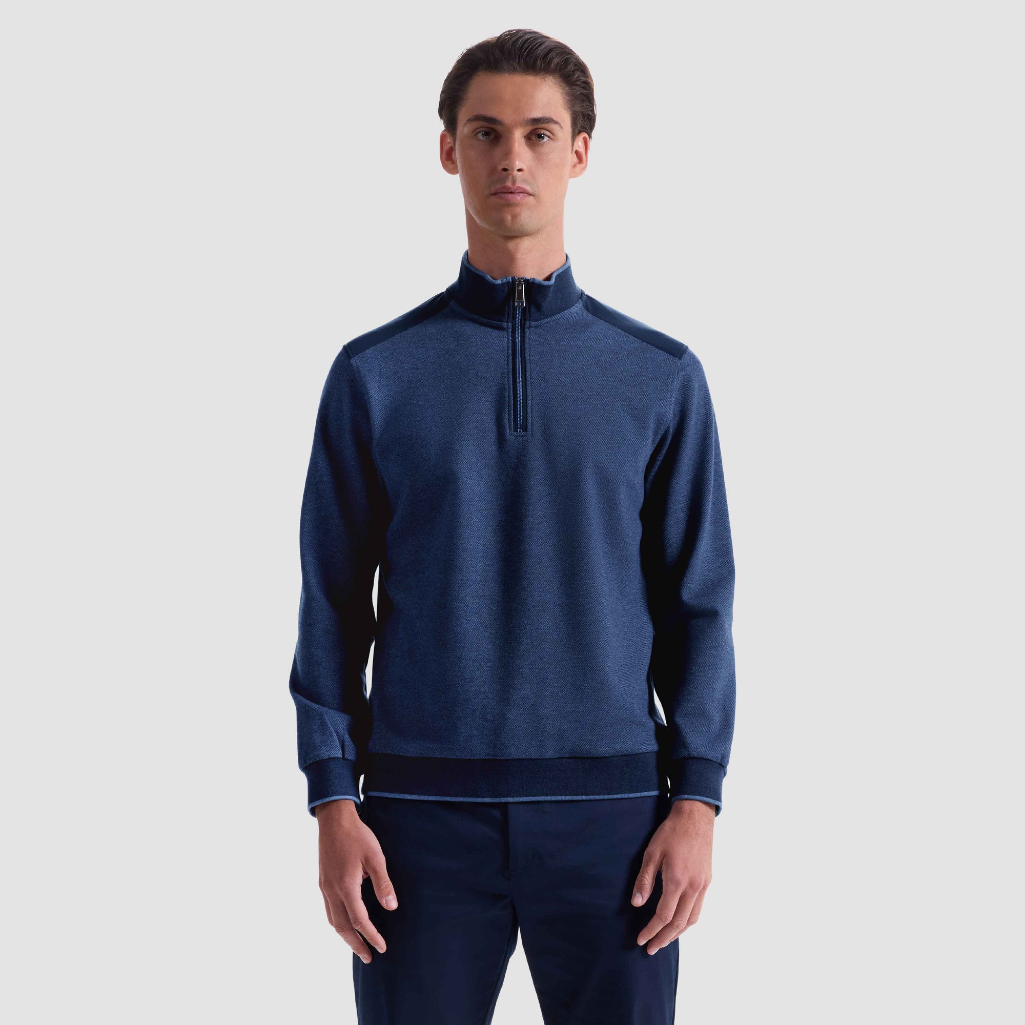 Diagonal Stripe Melange Quarter Zip