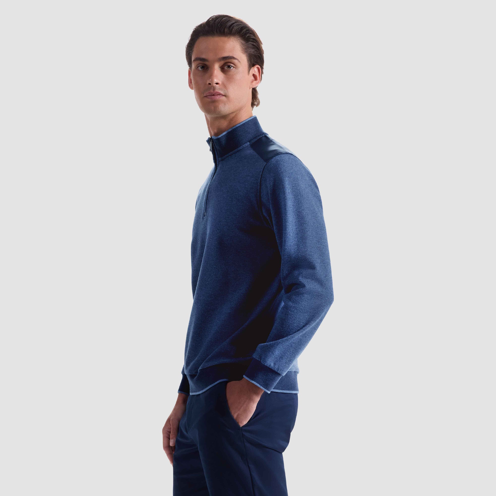 Diagonal Stripe Melange Quarter Zip