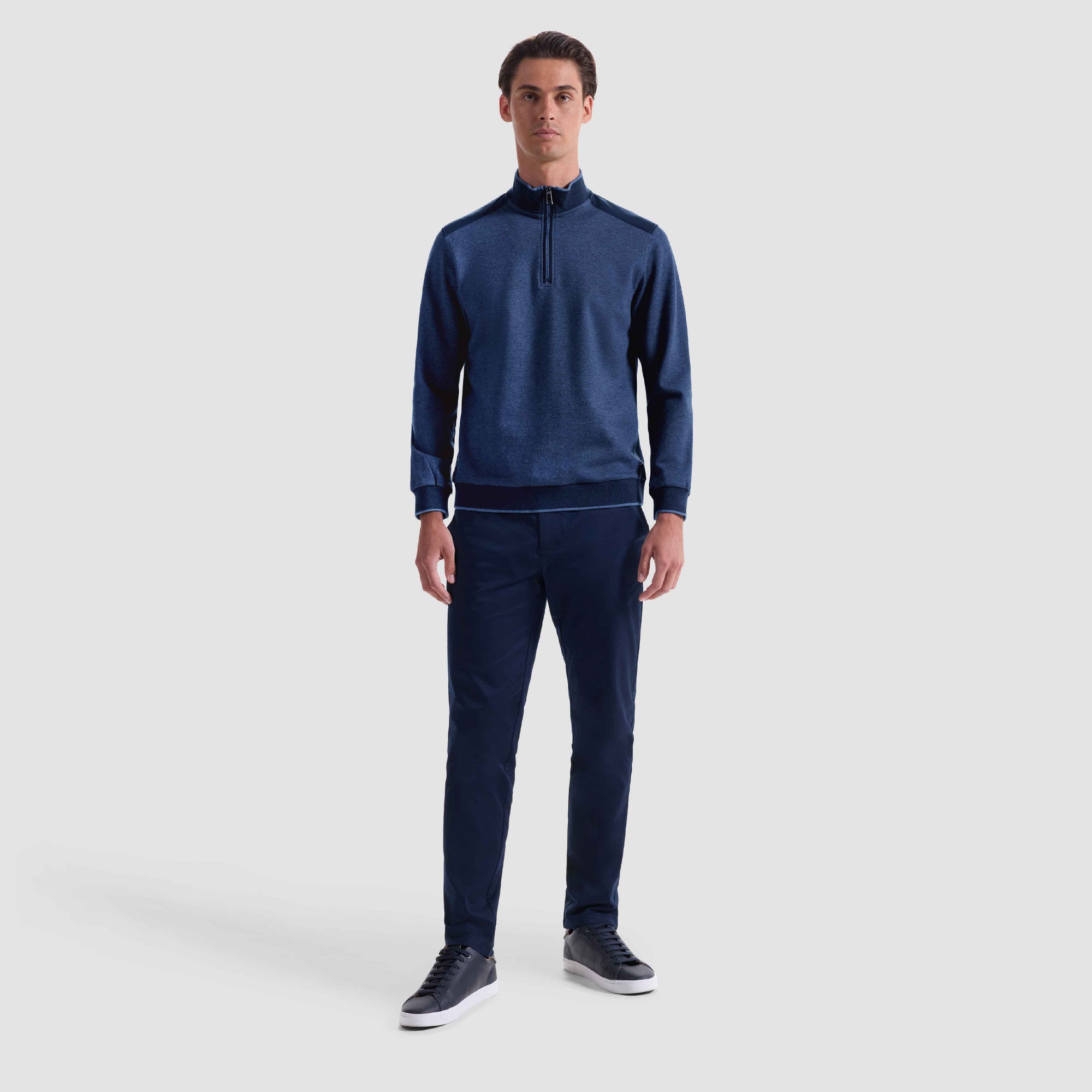 Diagonal Stripe Melange Quarter Zip