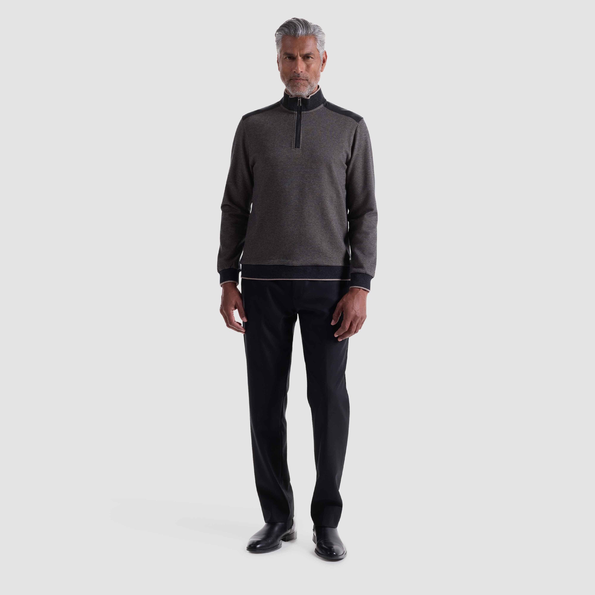 Diagonal Stripe Melange Quarter Zip